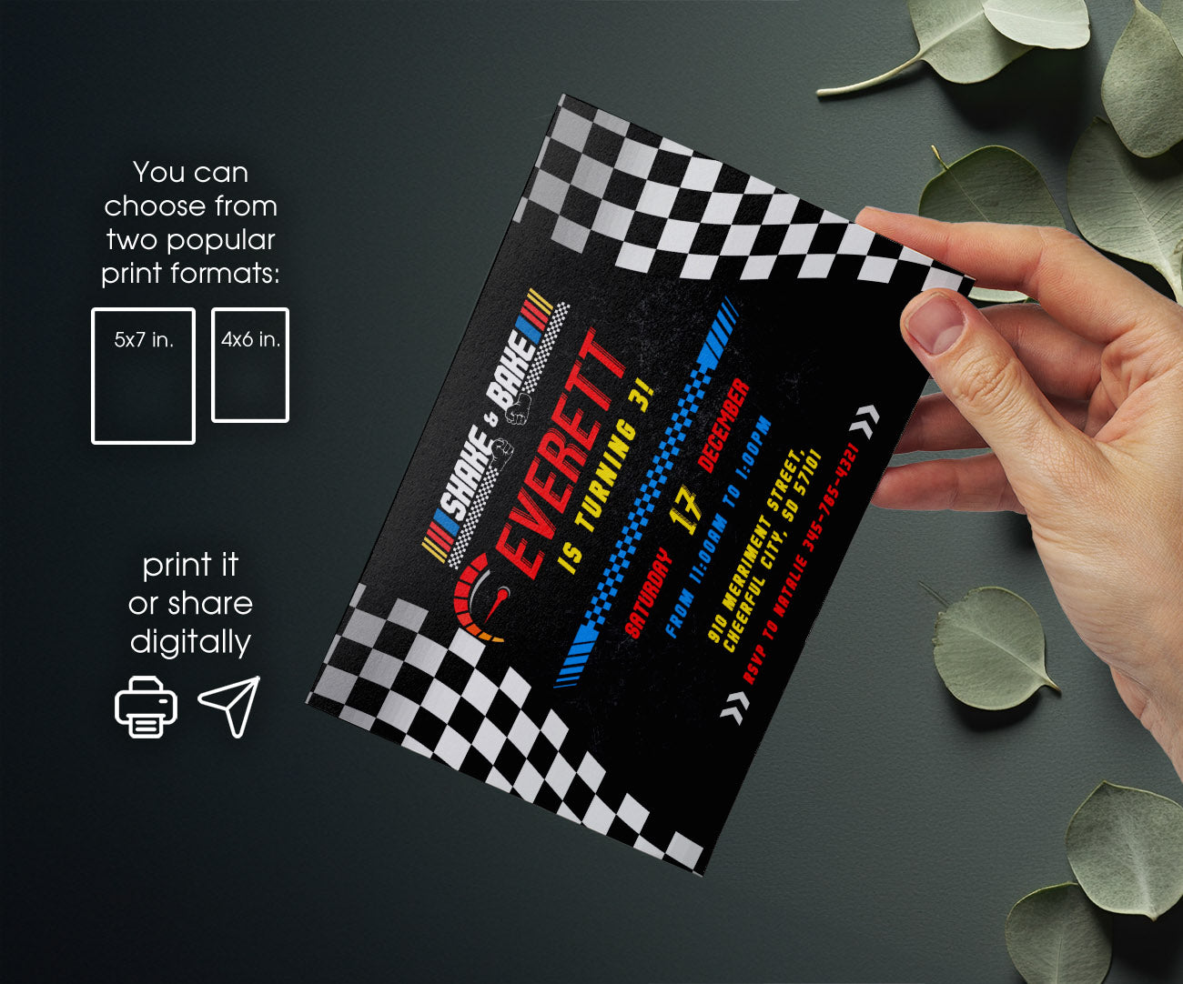 Nascar Racing Ricky Bobby customizable invitation template | Share or Print | boy | MY316