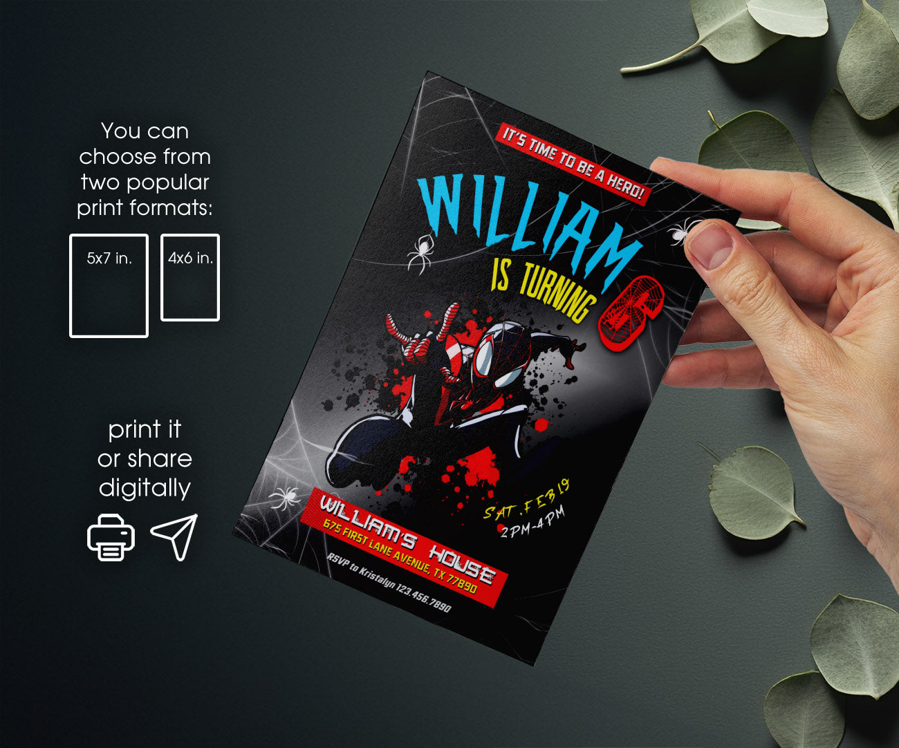 Spider Man Across the Spider-Verse customizable invitation template | Share or Print | boy | VI527