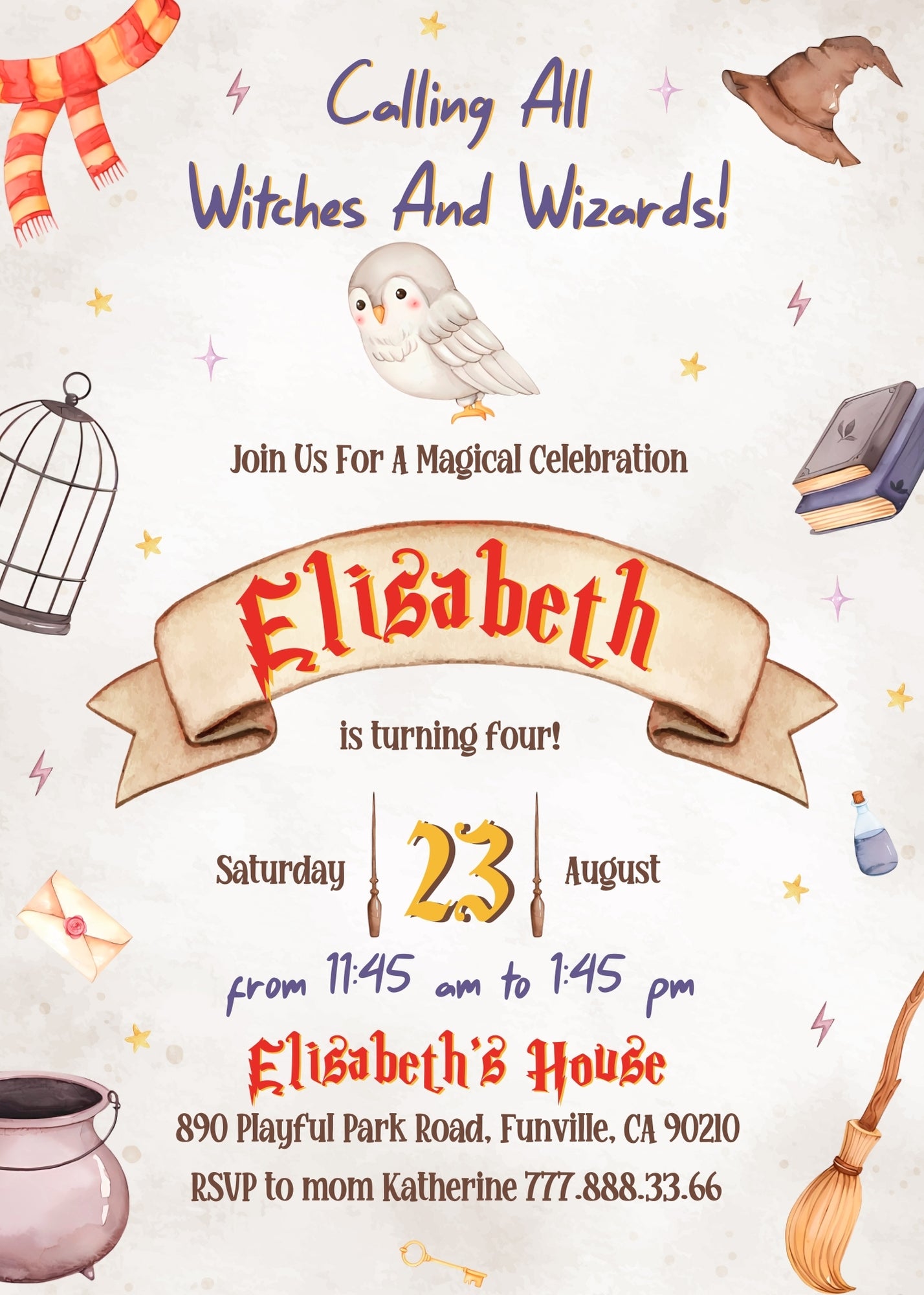 Harry Potter customizable invitation template | Share or Print | EF494