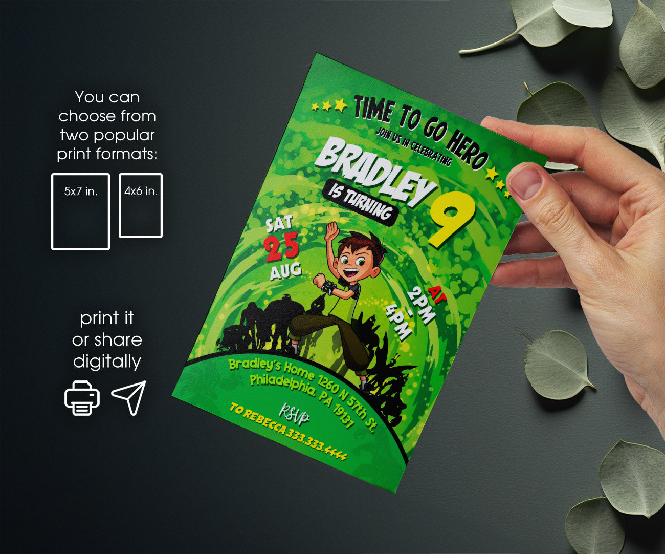 Ben 10 Alien Force customizable invitation template | Share or Print | boy | IQ459