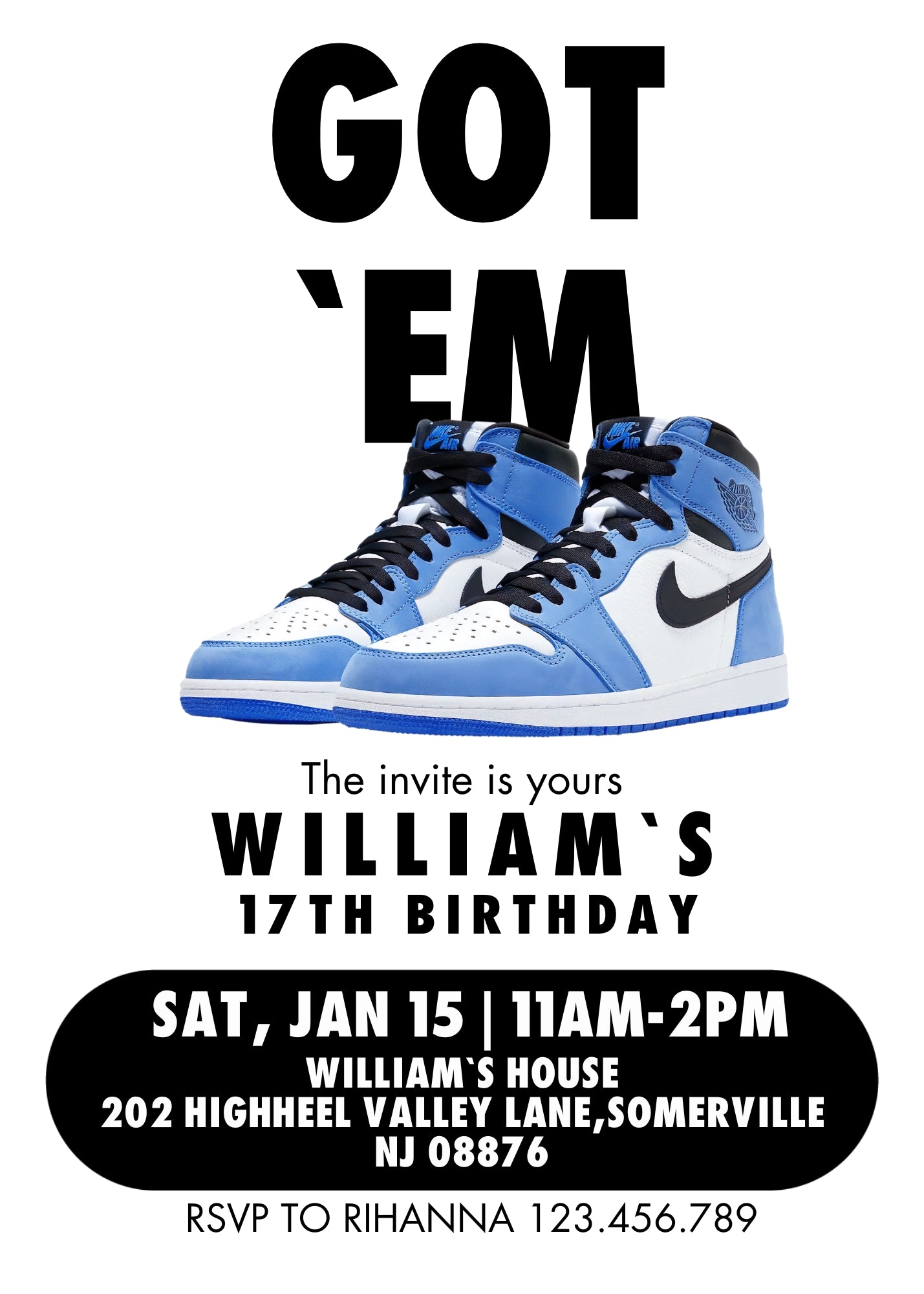 Sneaker Ball Air Jordan Nike customizable invitation template | Share or Print | CS307