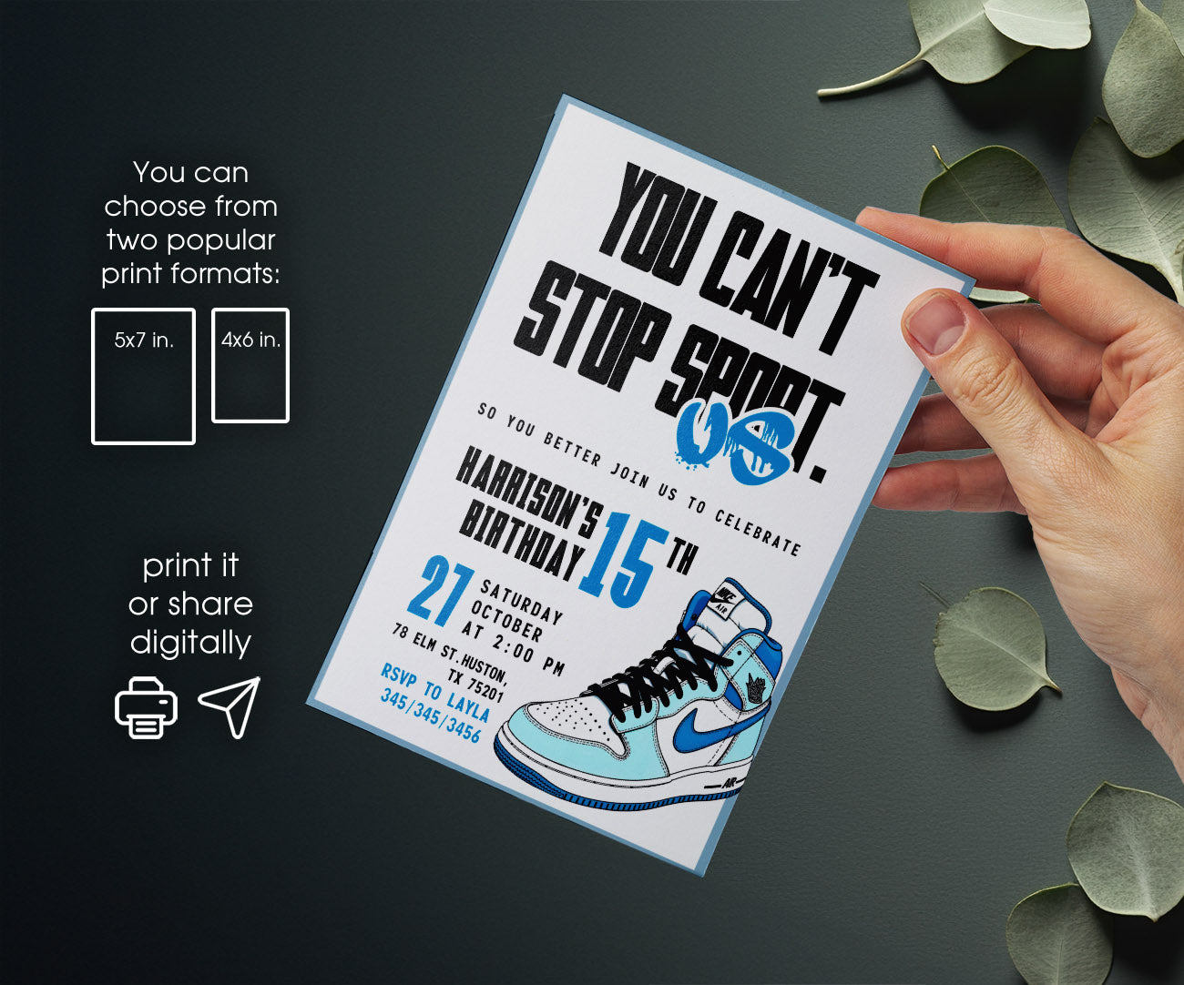 Sneaker Ball Air Jordan Nike customizable invitation template | Share or Print | PL833