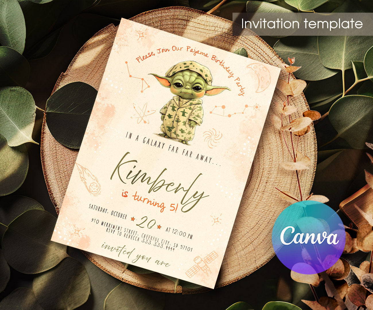 Baby Yoda Grogu Star Wars Mandalorian customizable invitation template | Share or Print | boy | VH993