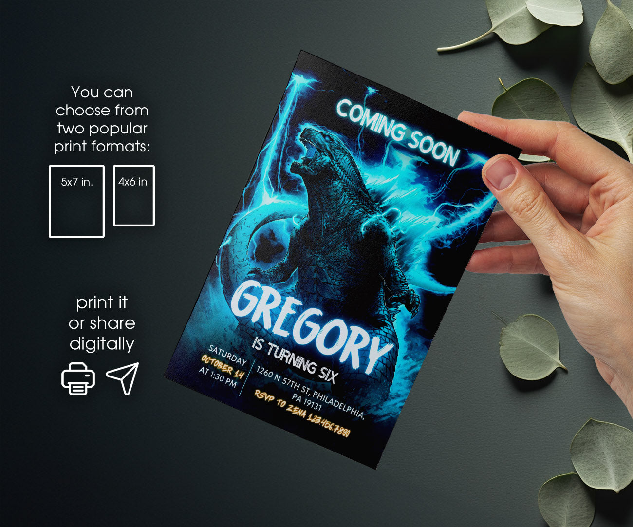 Godzilla and King Kong customizable invitation template | Share or Print | VQ333