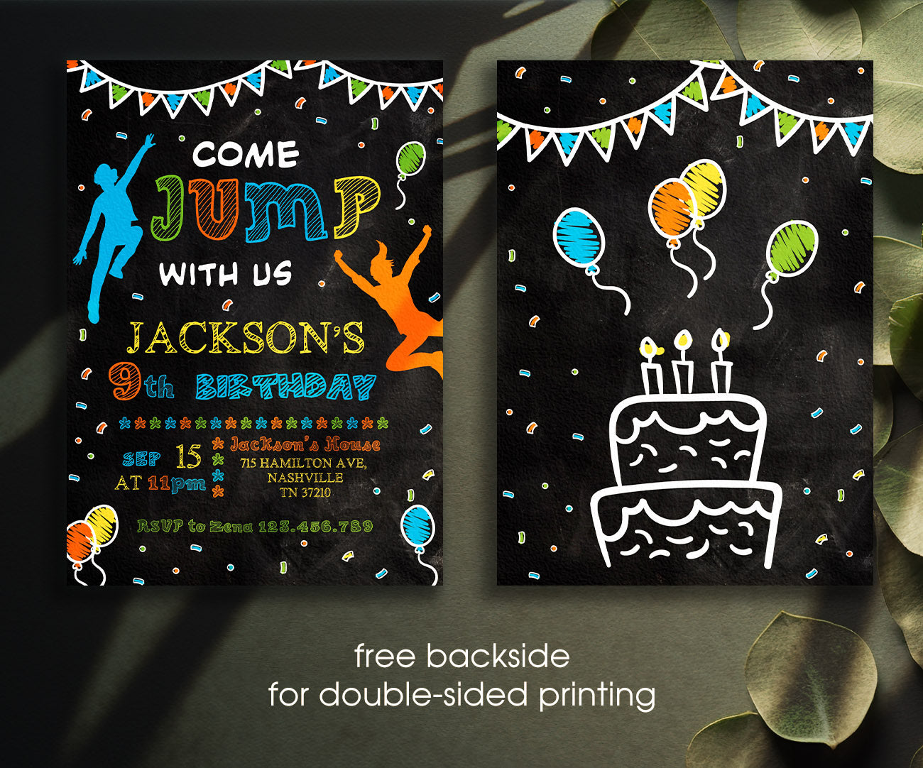 Trampoline Jump Party customizable invitation template | Share or Print | RU314