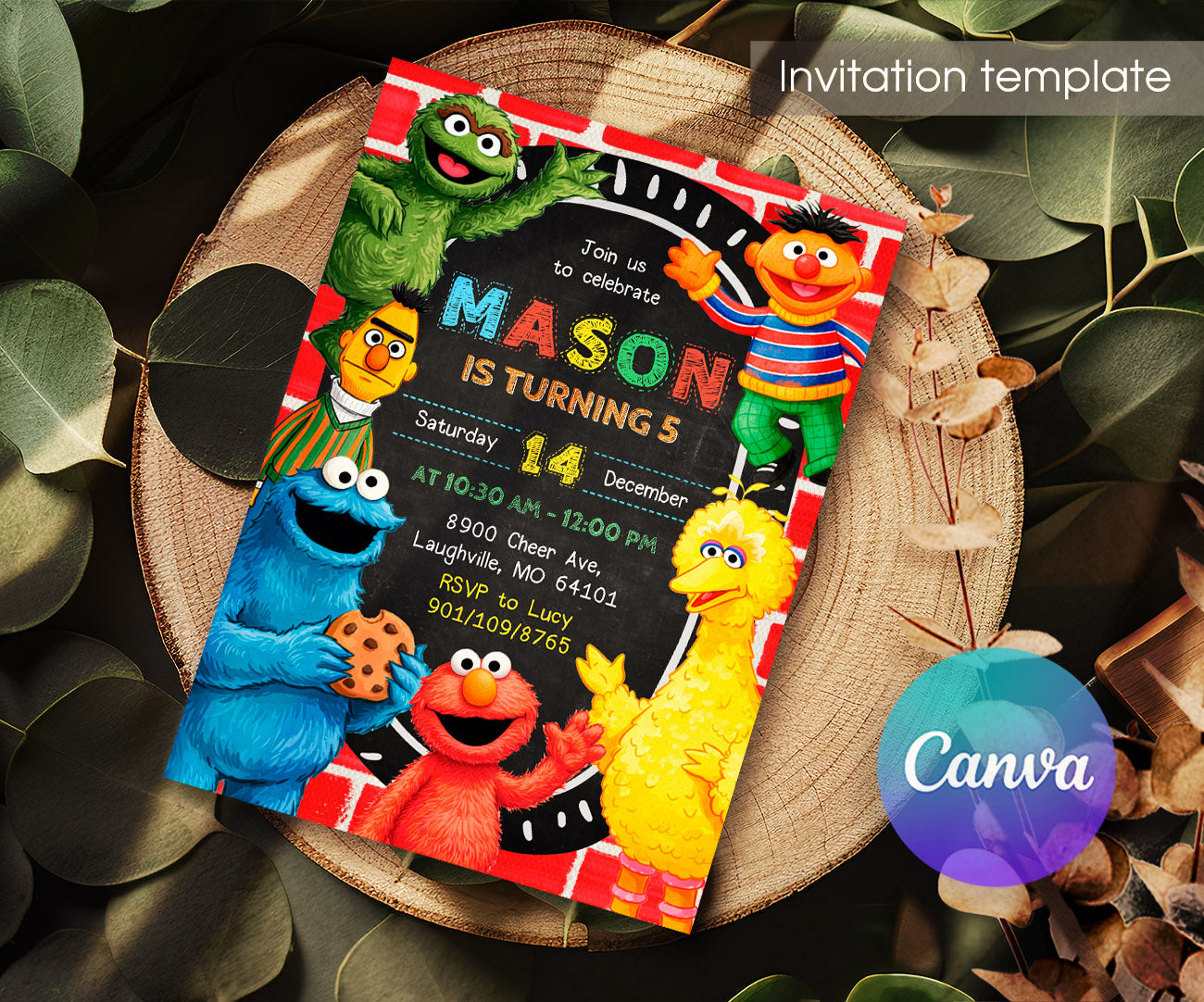 Sesame Street customizable invitation template | Share or Print | ML610