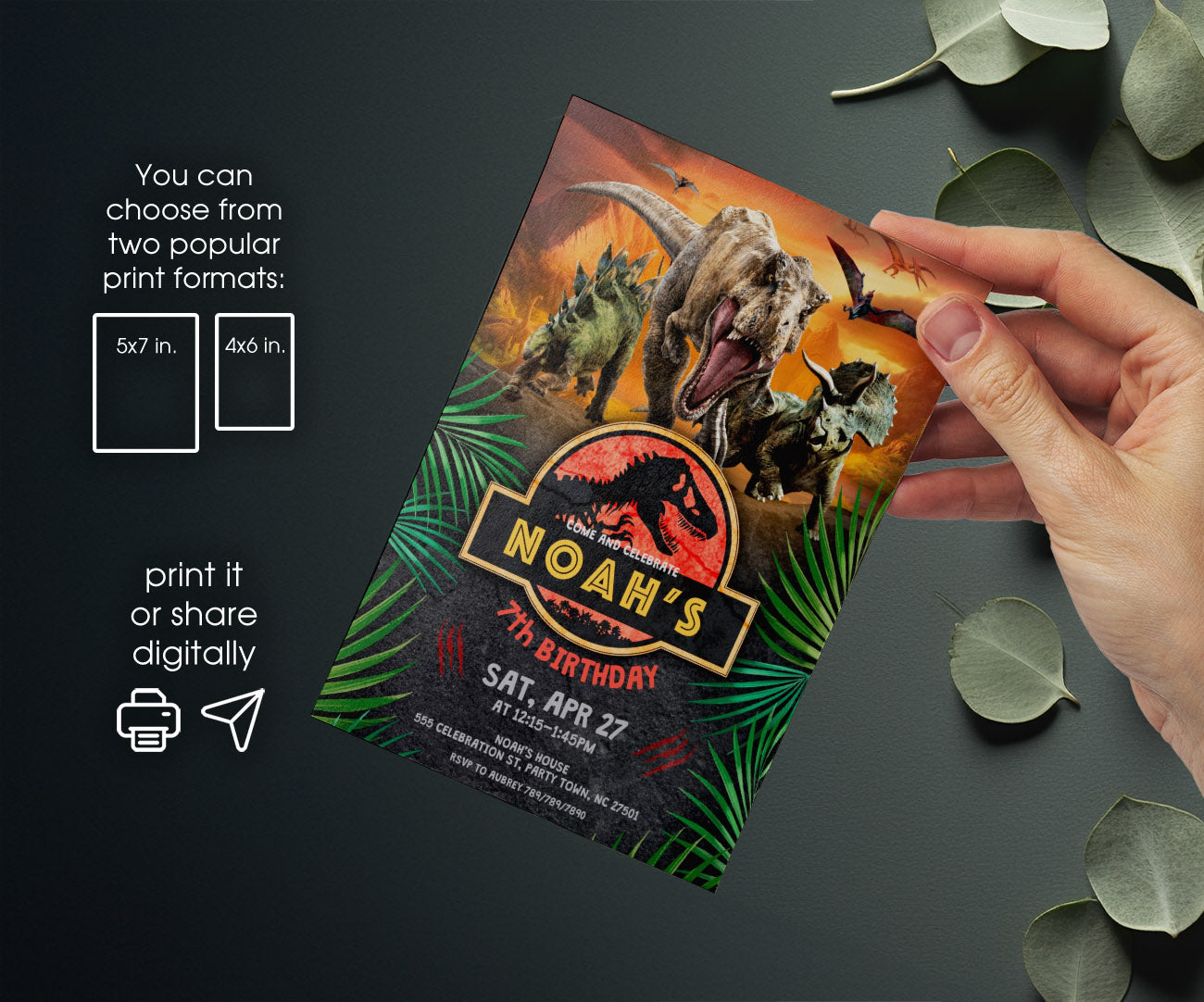 Jurassic Park Dinosaur customizable invitation template | Share or Print | JI231