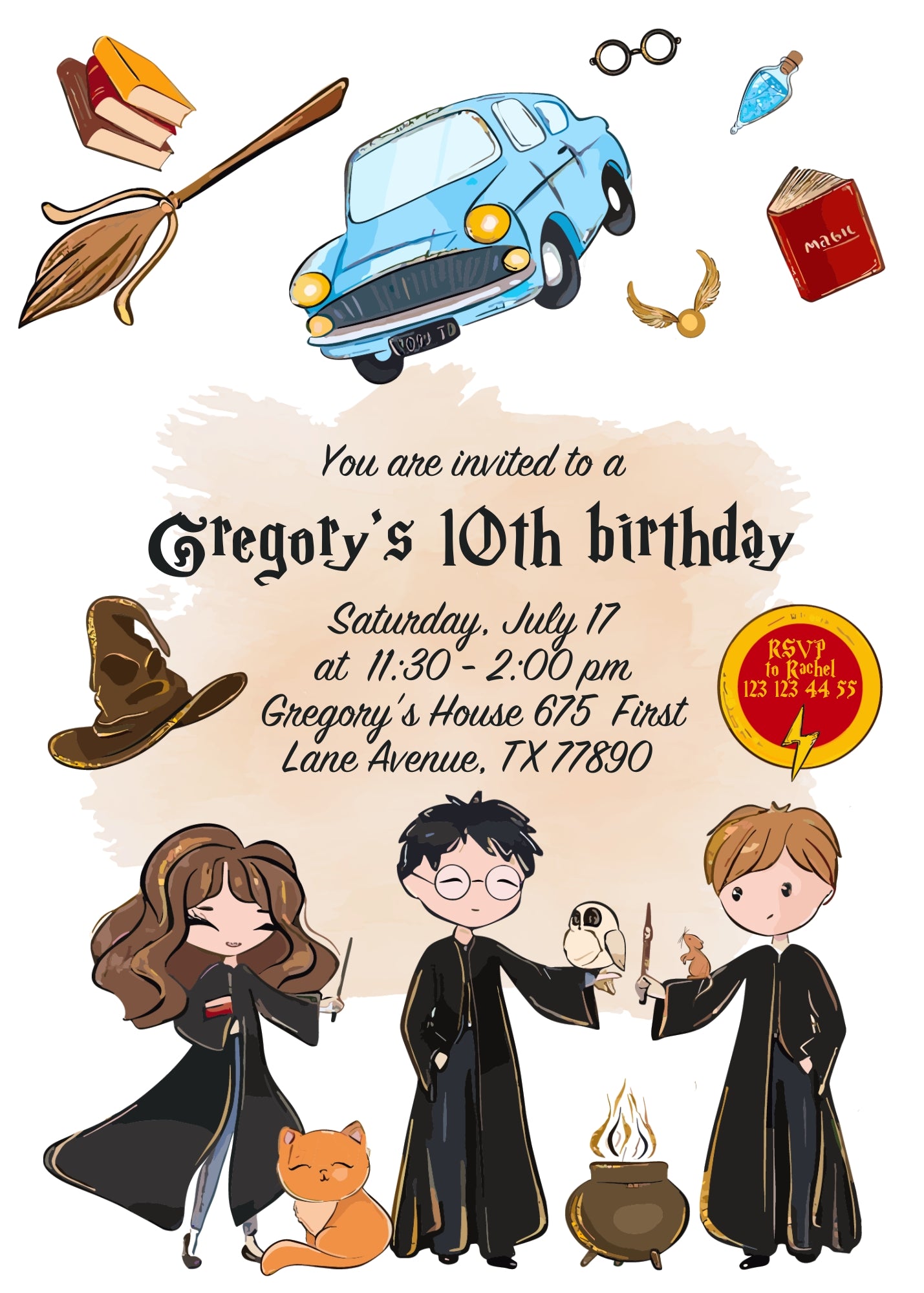 Harry Potter customizable invitation template | Share or Print | FZ510