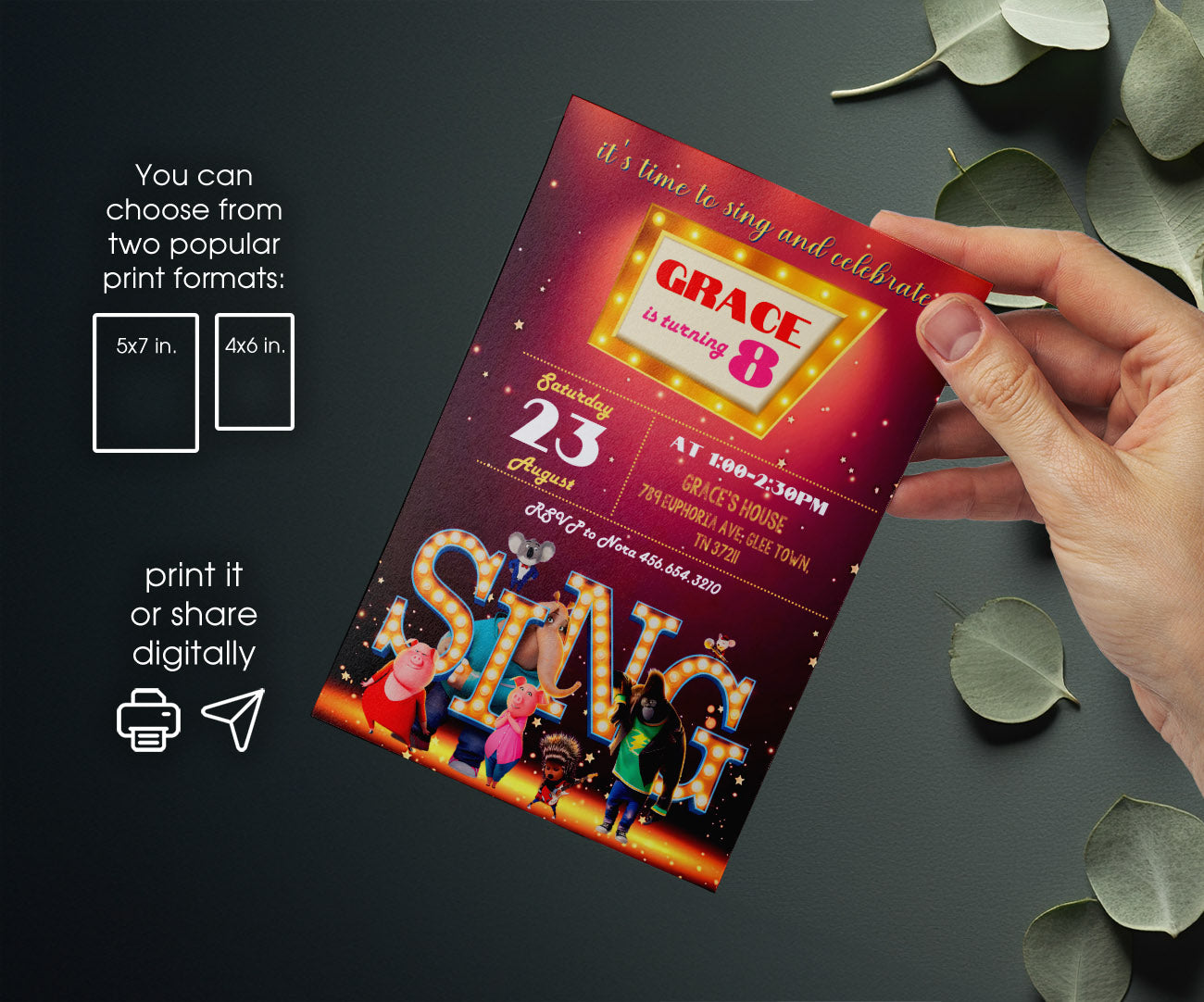 Sing Two Karaoke customizable invitation template | Share or Print | XP497