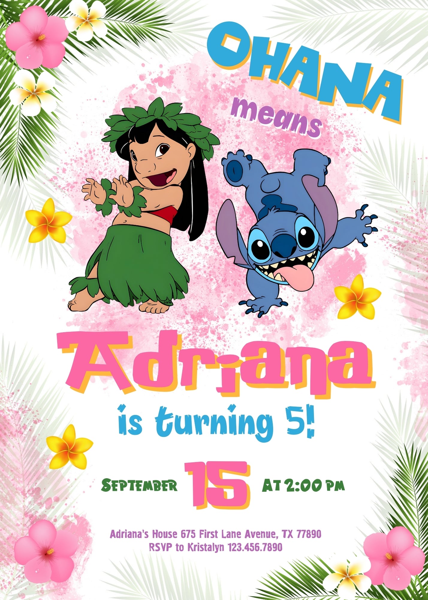 Lilo & Stitch Aloha customizable invitation template | Share or Print | UP211