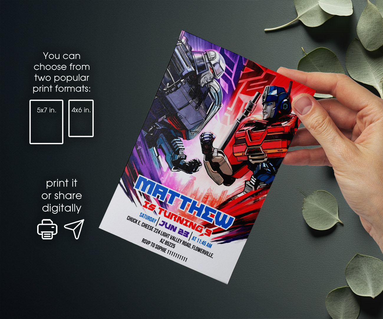 Transformers Rescue Bots customizable invitation template | Share or Print | boy | IC856