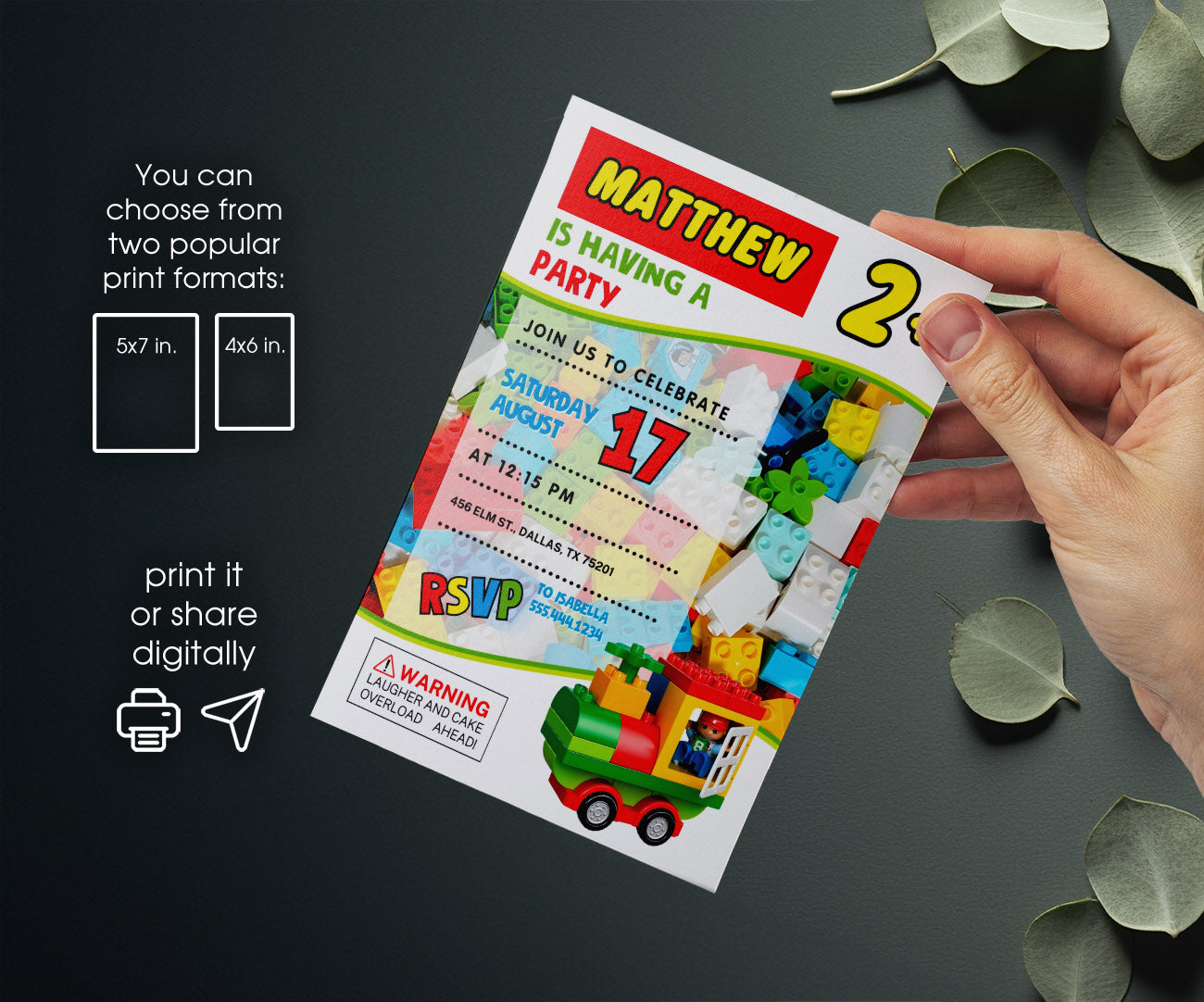 Lego Duplo Train customizable invitation template | Share or Print | SQ339