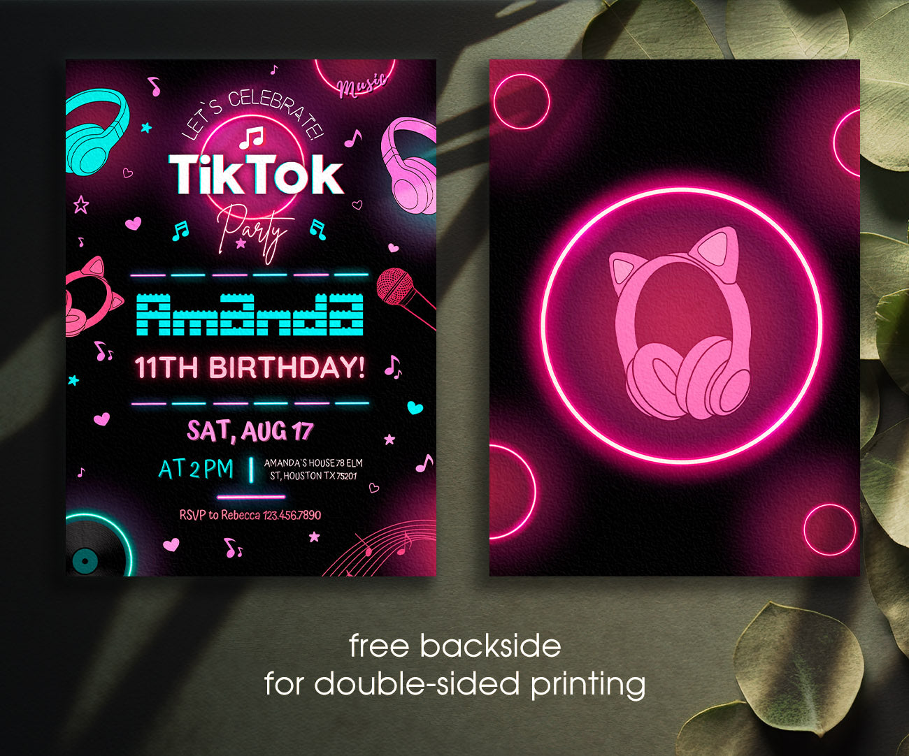 Tik Tok Party customizable invitation template | Share or Print | NS234