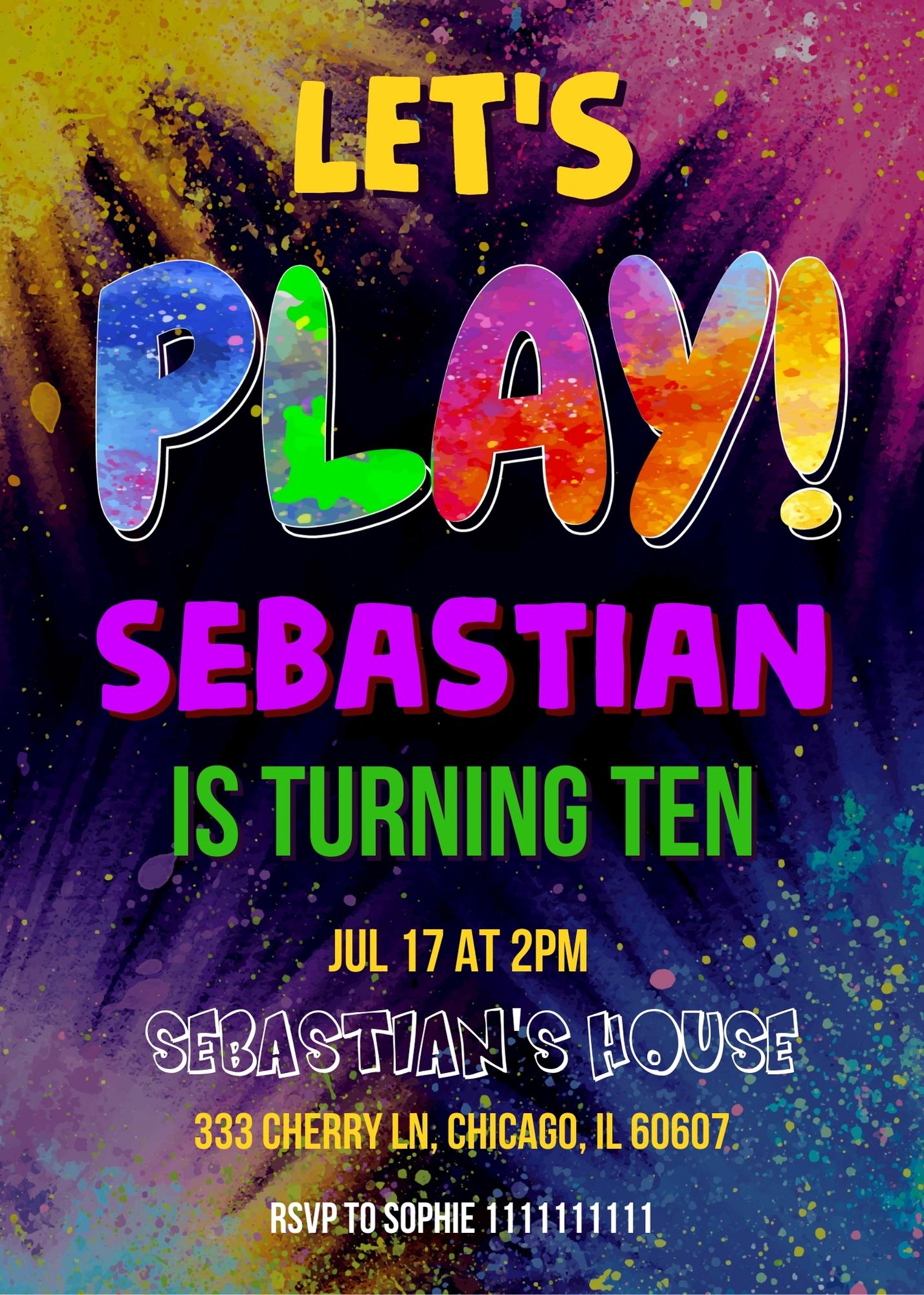 Play Party Gamer customizable invitation template | Share or Print | YC918