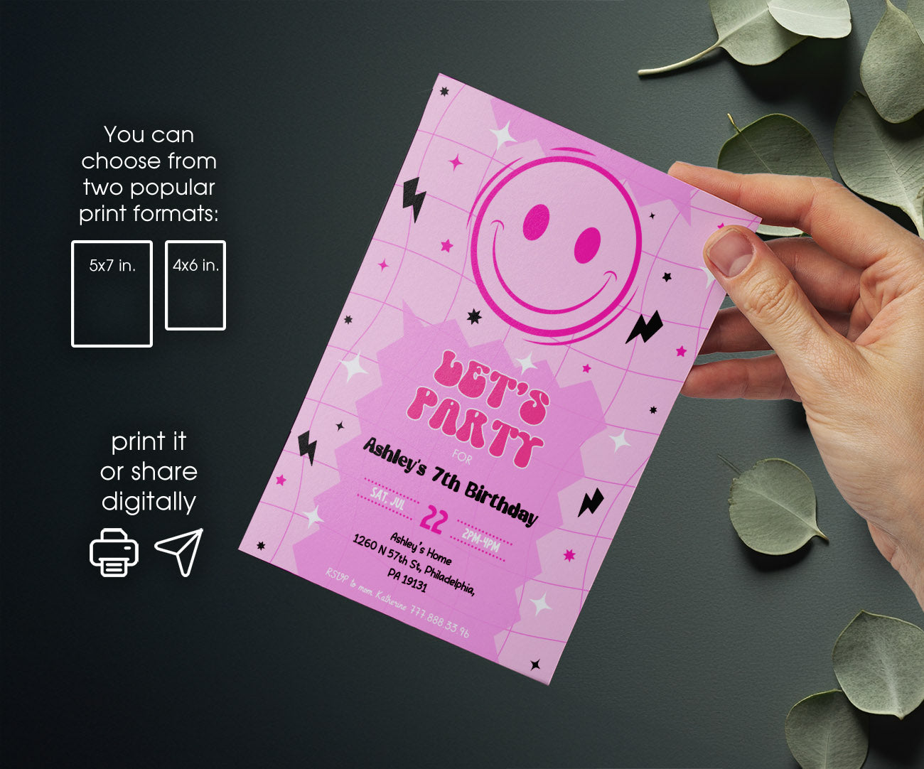 Smiley Face customizable invitation template | Share or Print | UM886
