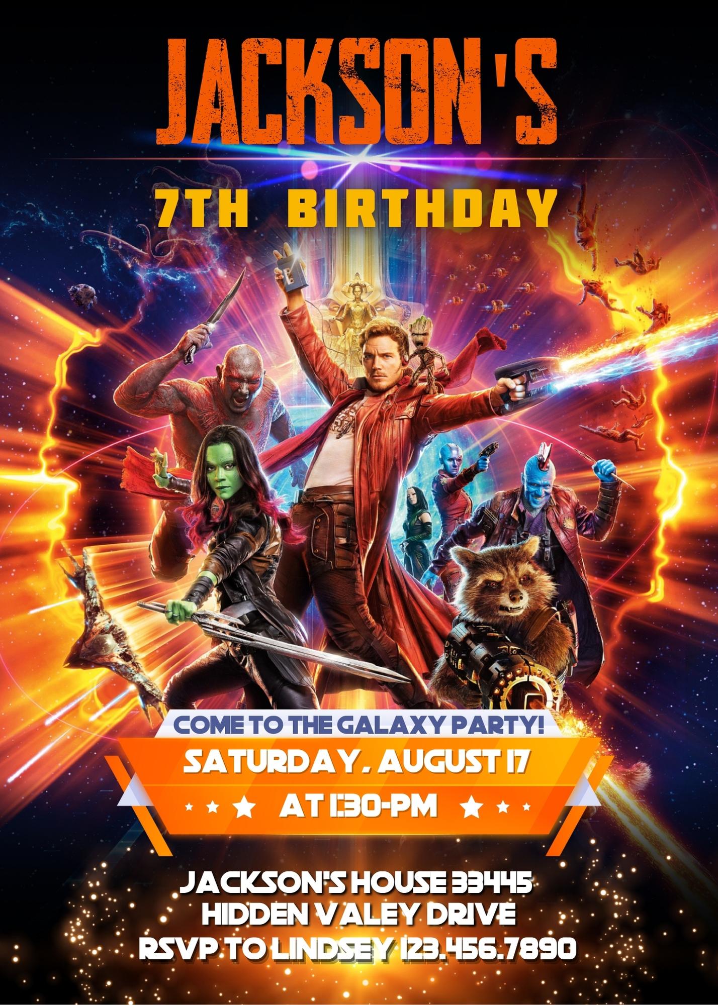 Guardians of The Galaxy Superhero customizable invitation template | Share or Print | boy | AJ087