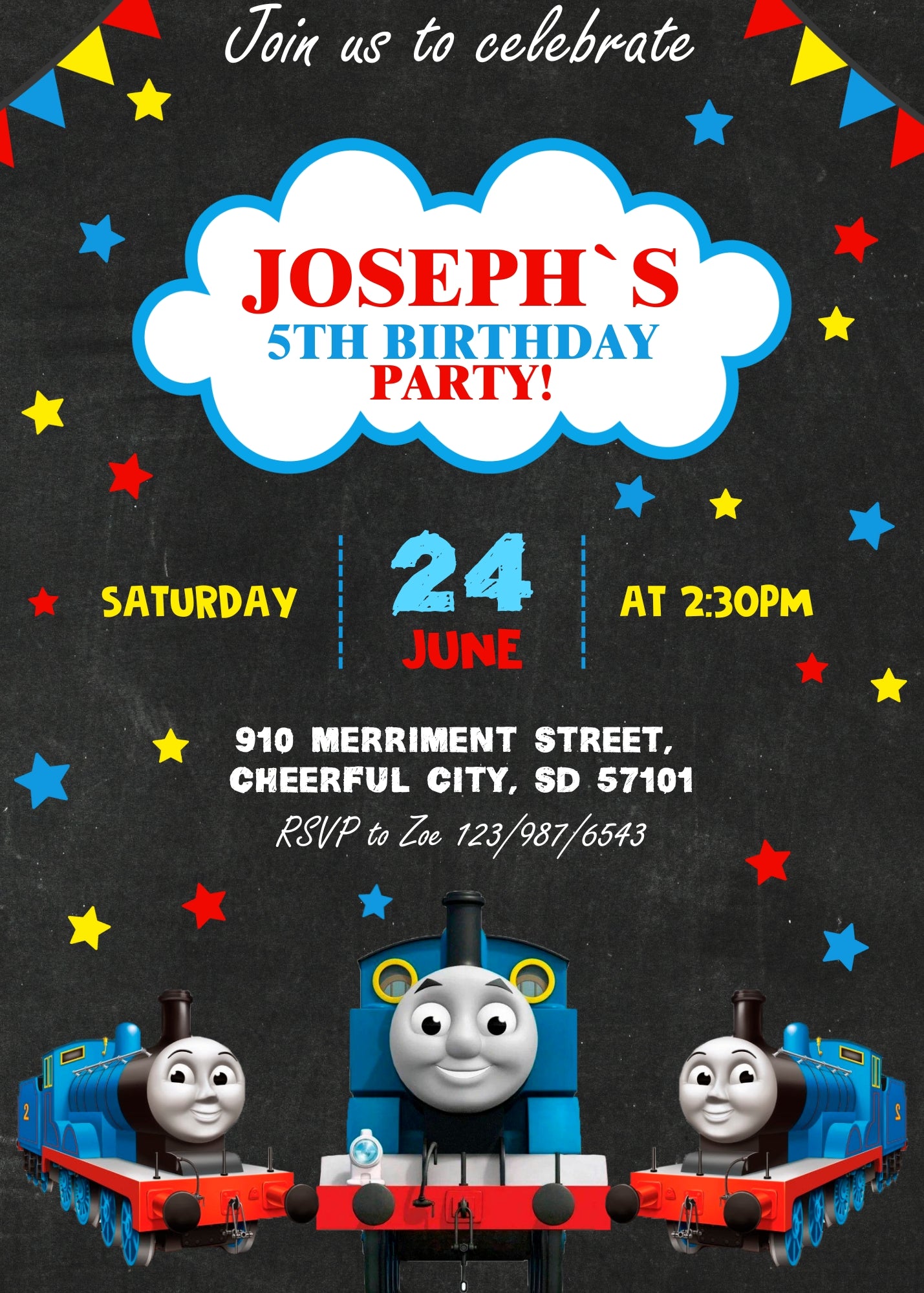 Thomas Train & Friends customizable invitation template | Share or Print | LB683