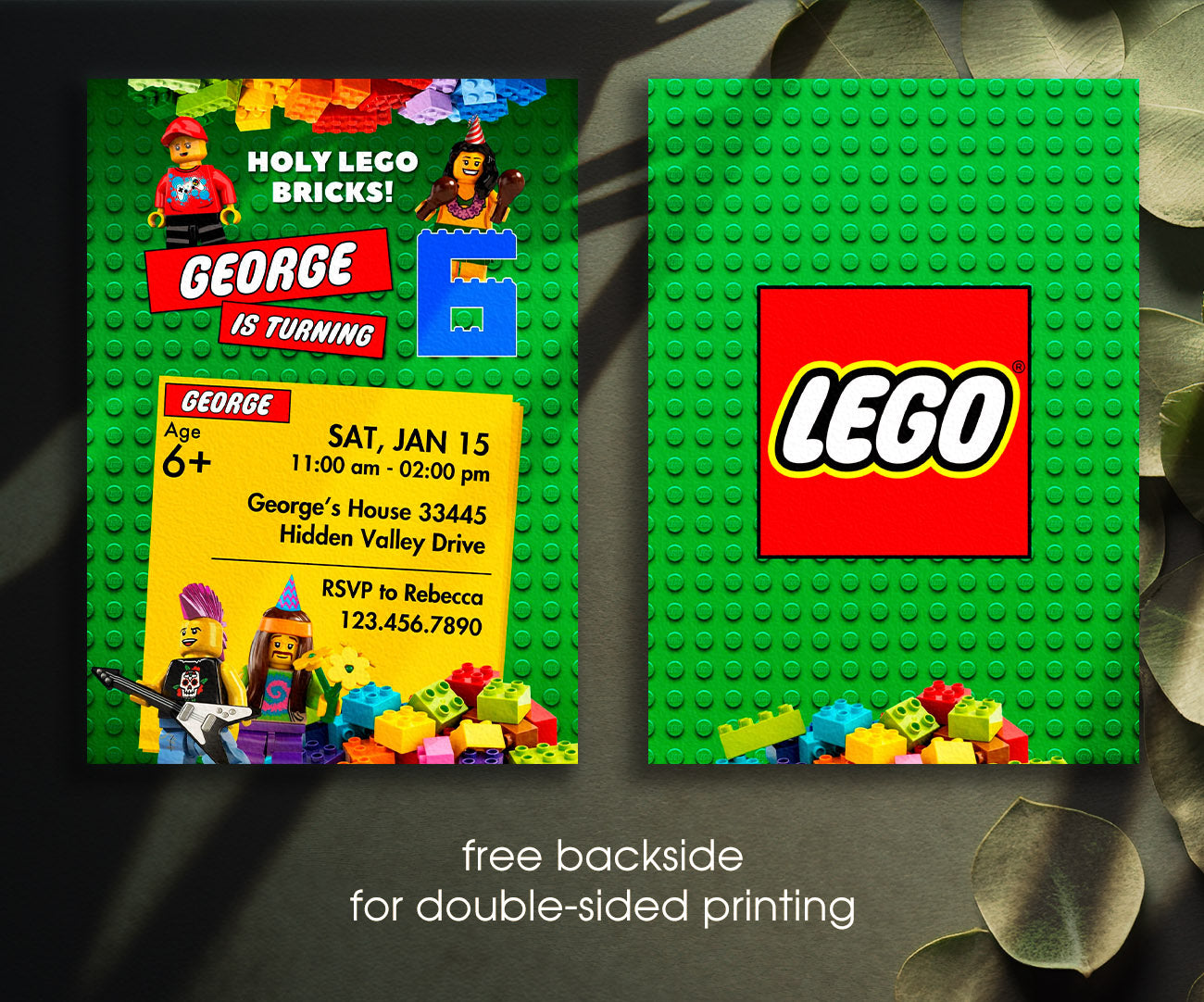 Lego Minifigures customizable invitation template | Share or Print | YJ300