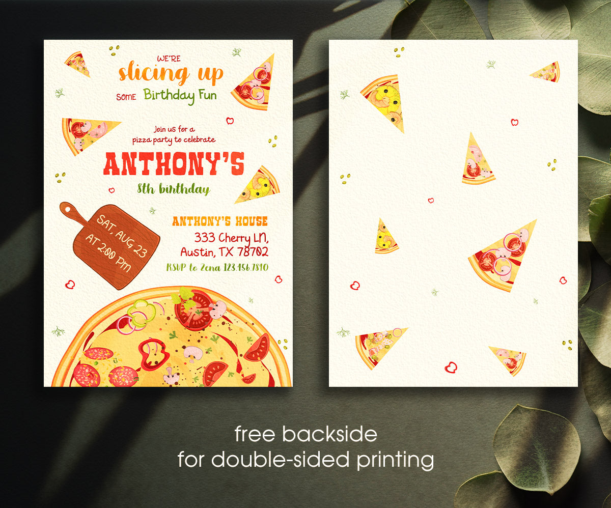 Pizza Party customizable invitation template | Share or Print | LG513