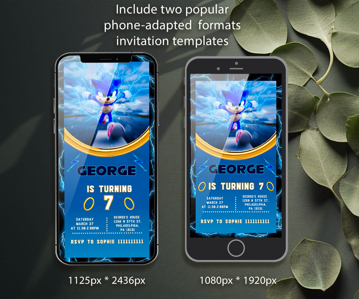 Sonic the Hedgehog customizable invitation template | Share or Print | ZM329