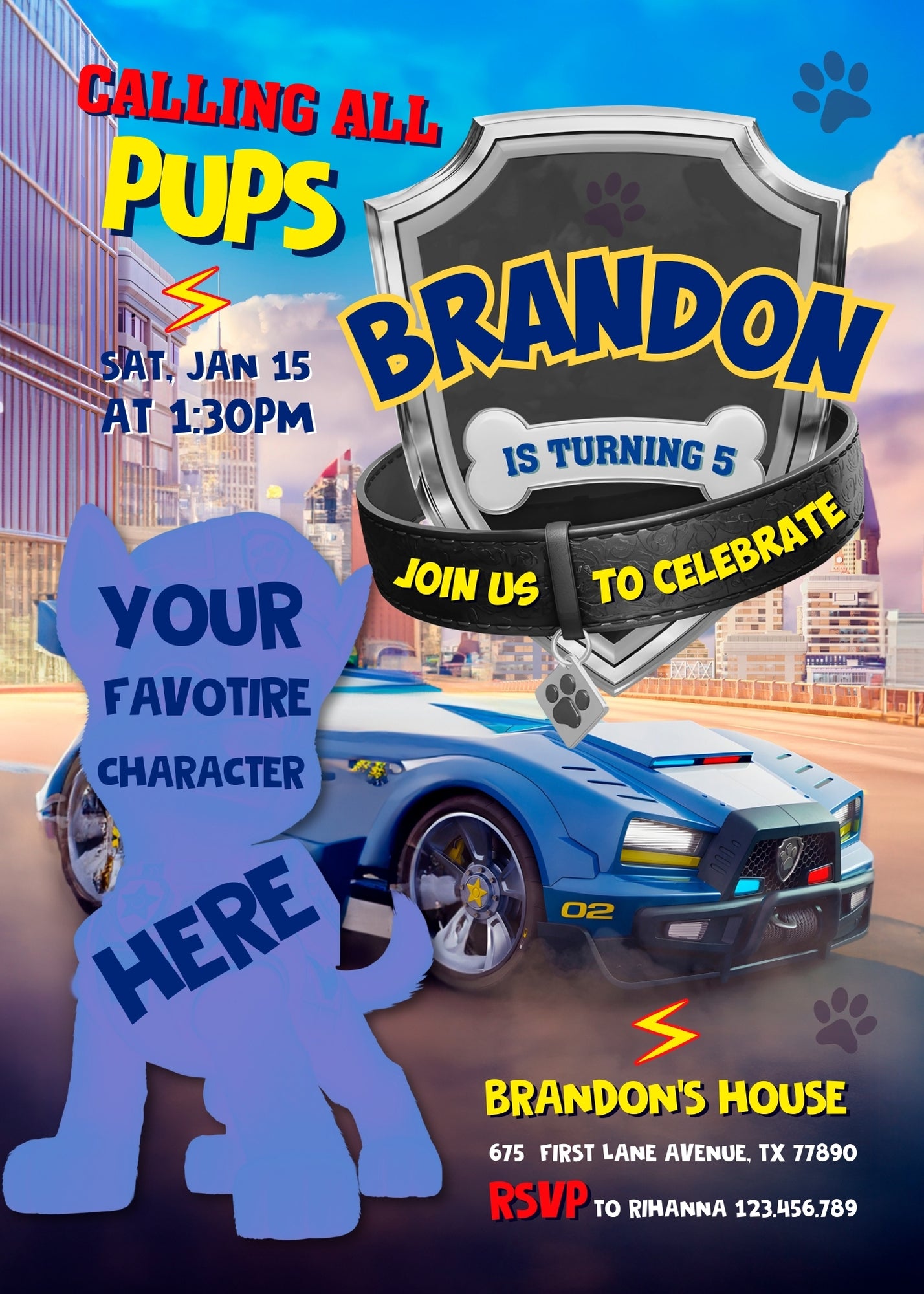 PAW Patrol customizable invitation template | Share or Print | RD172