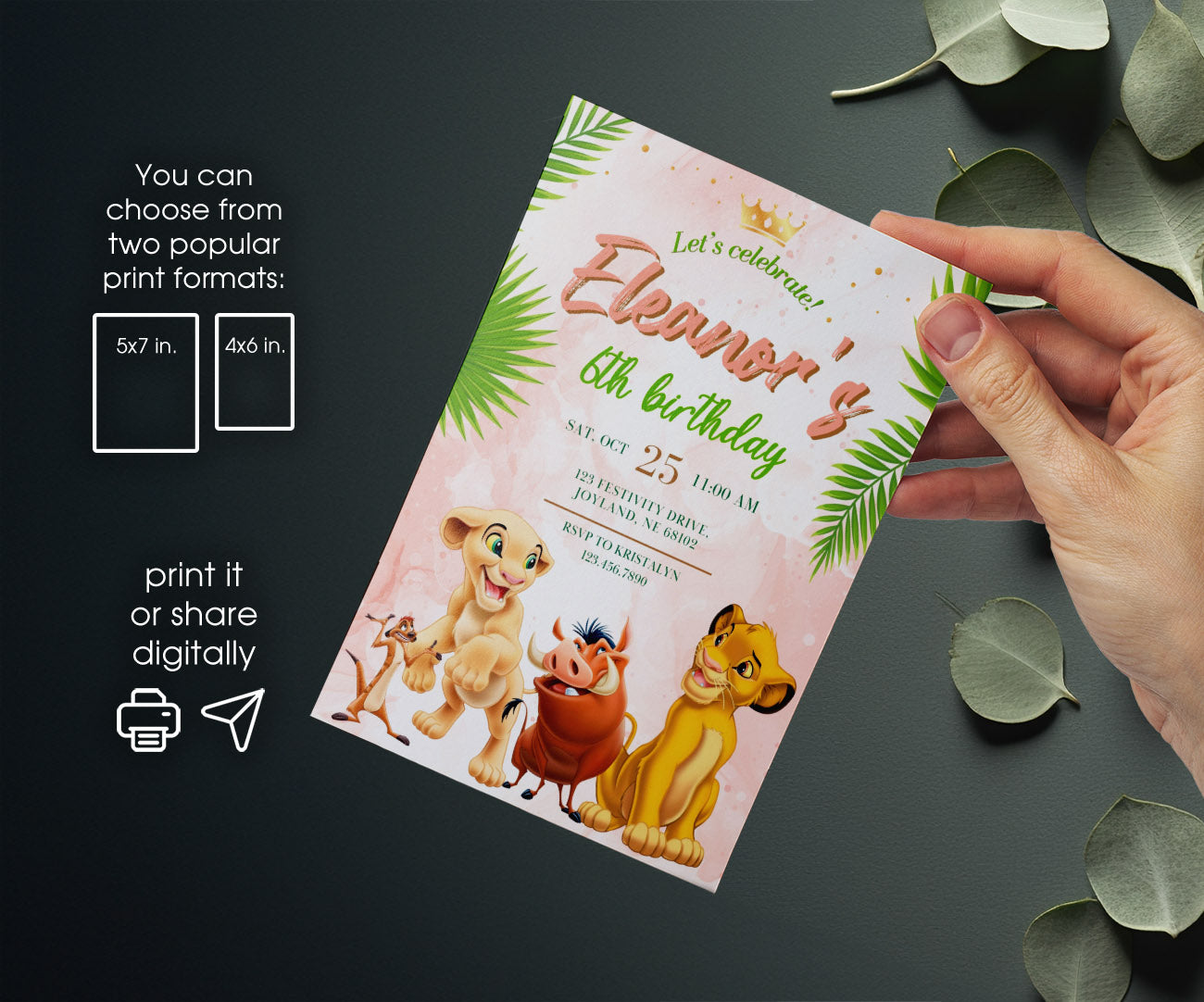 Lion King Simba customizable invitation template | Share or Print | UM982
