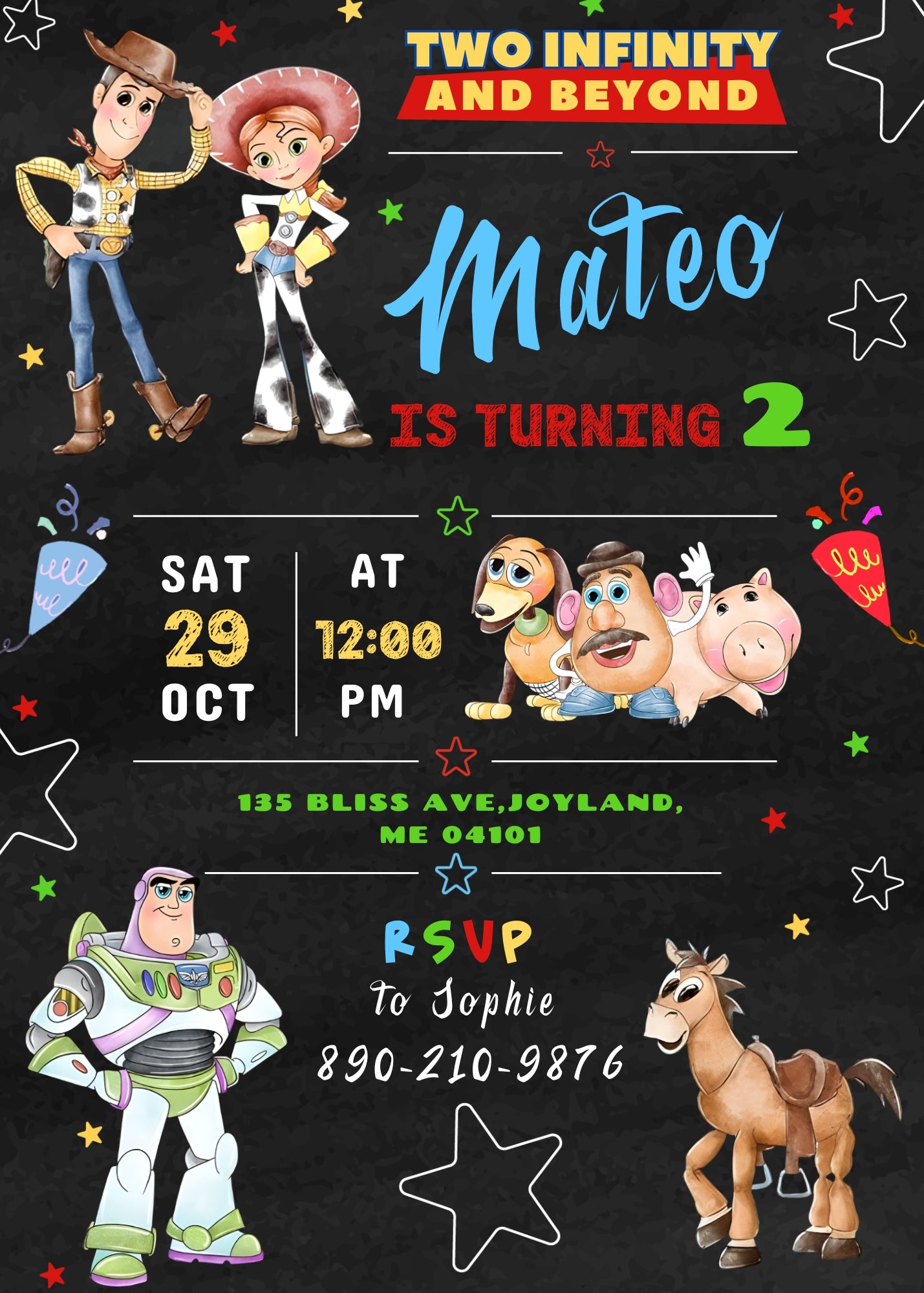 Toy Story Woody customizable invitation template | Share or Print | IS440