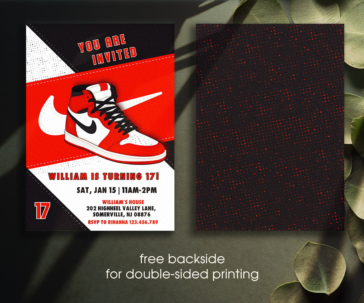 Sneaker Ball Air Jordan Nike customizable invitation template | Share or Print | RT380