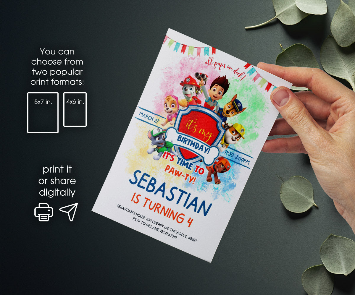 PAW Patrol customizable invitation template | Share or Print | SN563