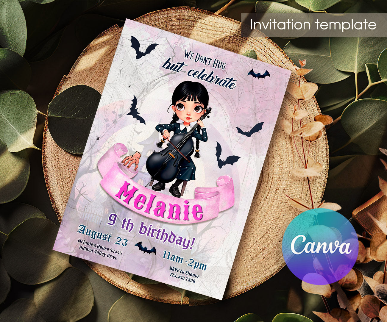 Wednesday Addams customizable invitation template | Share or Print | girl | FC491