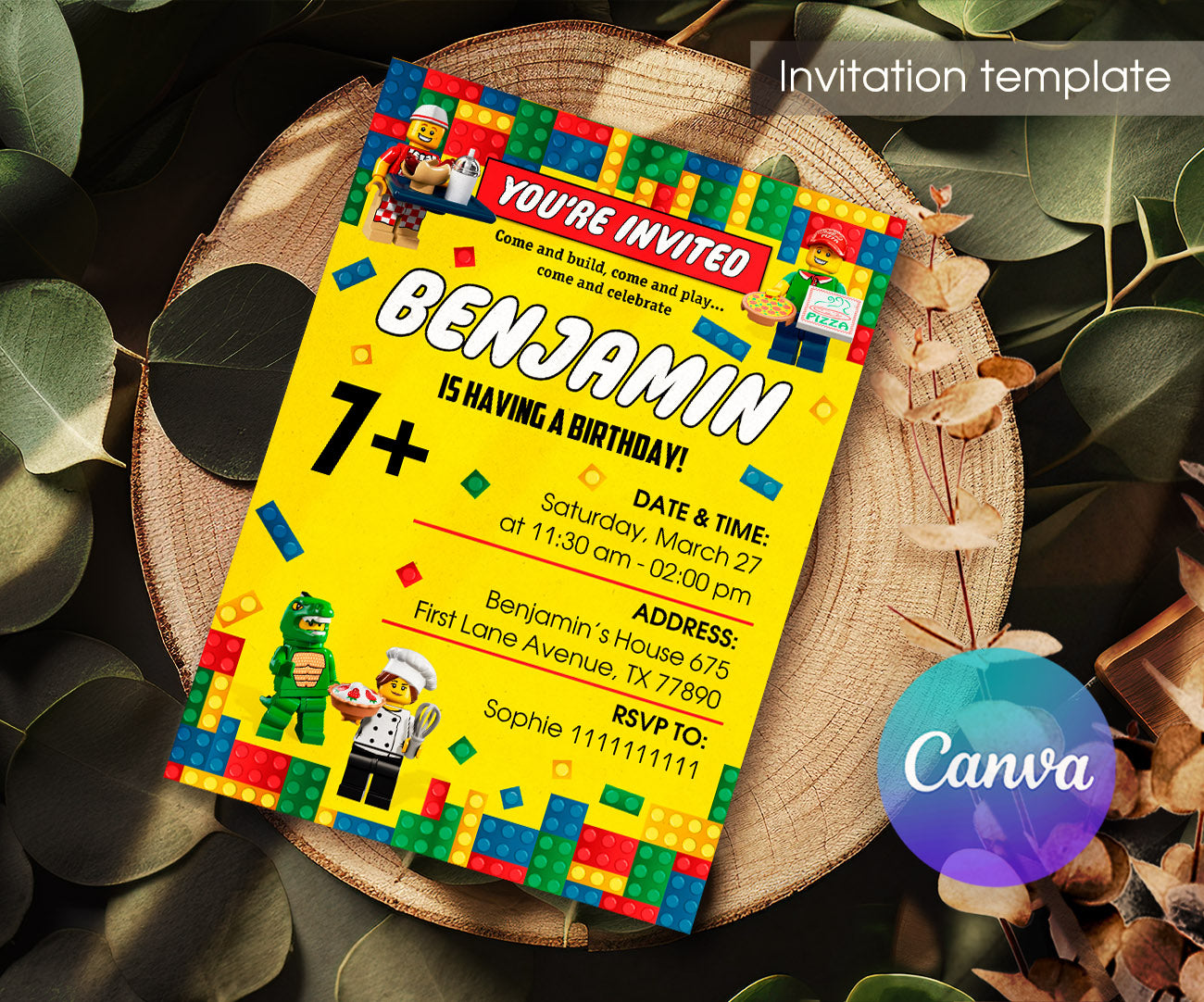 Lego Minifigures customizable invitation template | Share or Print | CO171