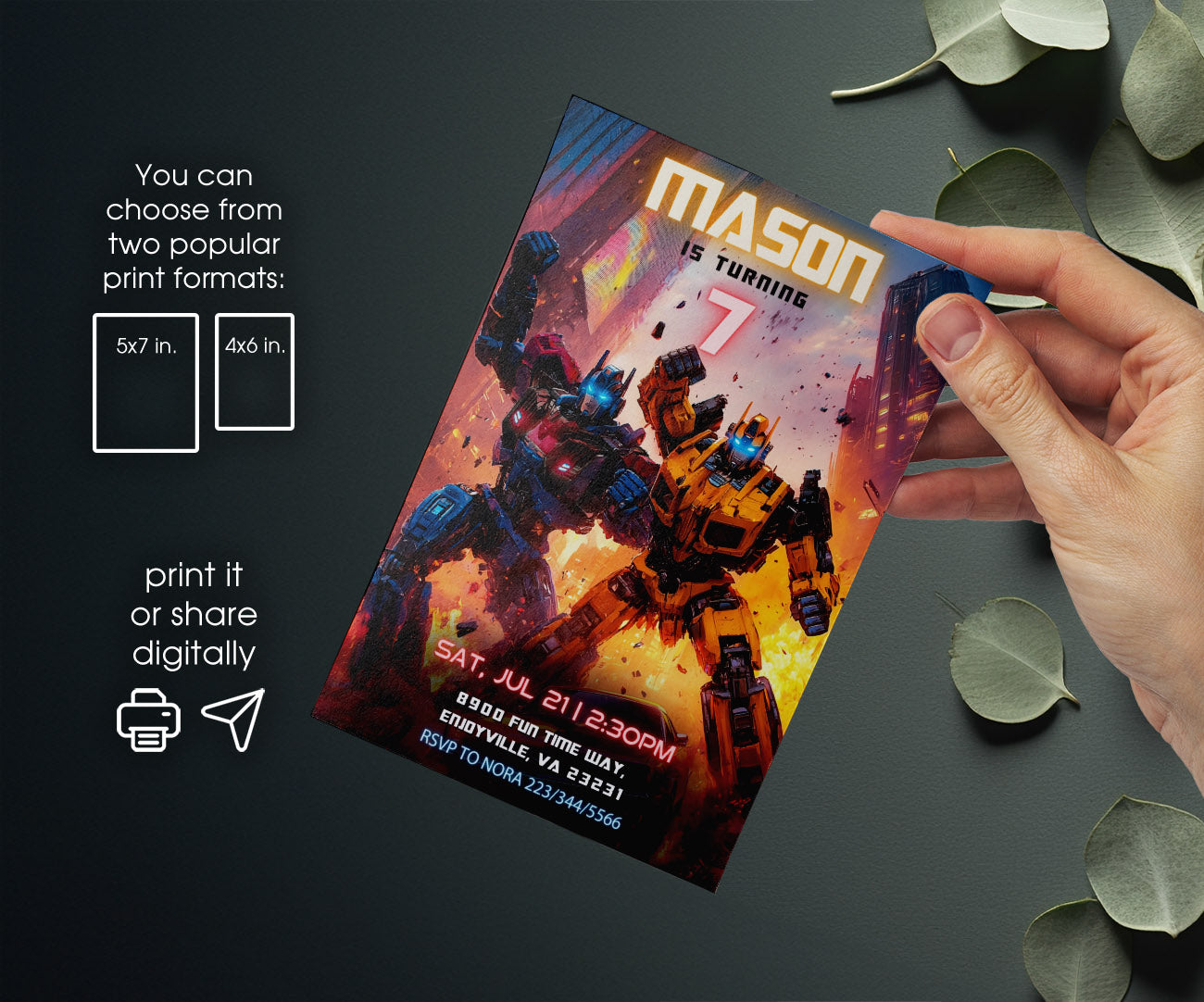 Transformers Rescue Bots customizable invitation template | Share or Print | boy | GG814