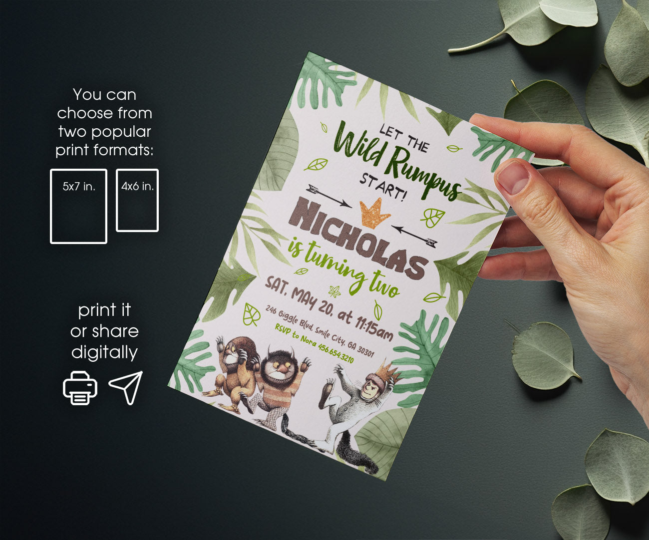 Where The Wild Things Are Maurice Sendak customizable invitation template | Share or Print | AP605