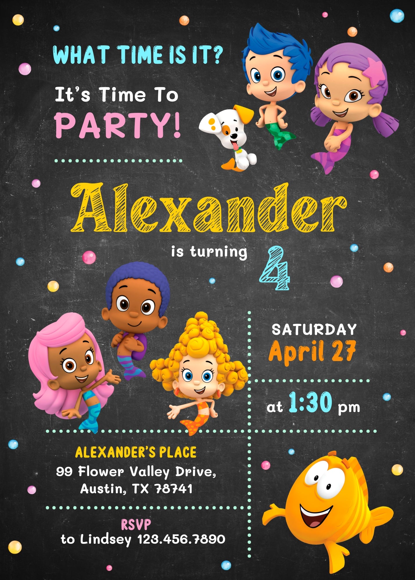 Bubble Guppies Molly Gil customizable invitation template | Share or Print | girl | HP666