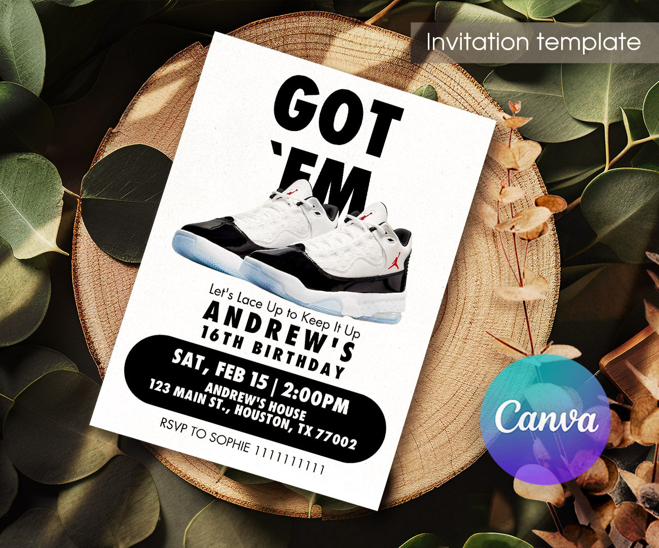 Sneaker Ball Air Jordan Nike customizable invitation template | Share or Print | GM642