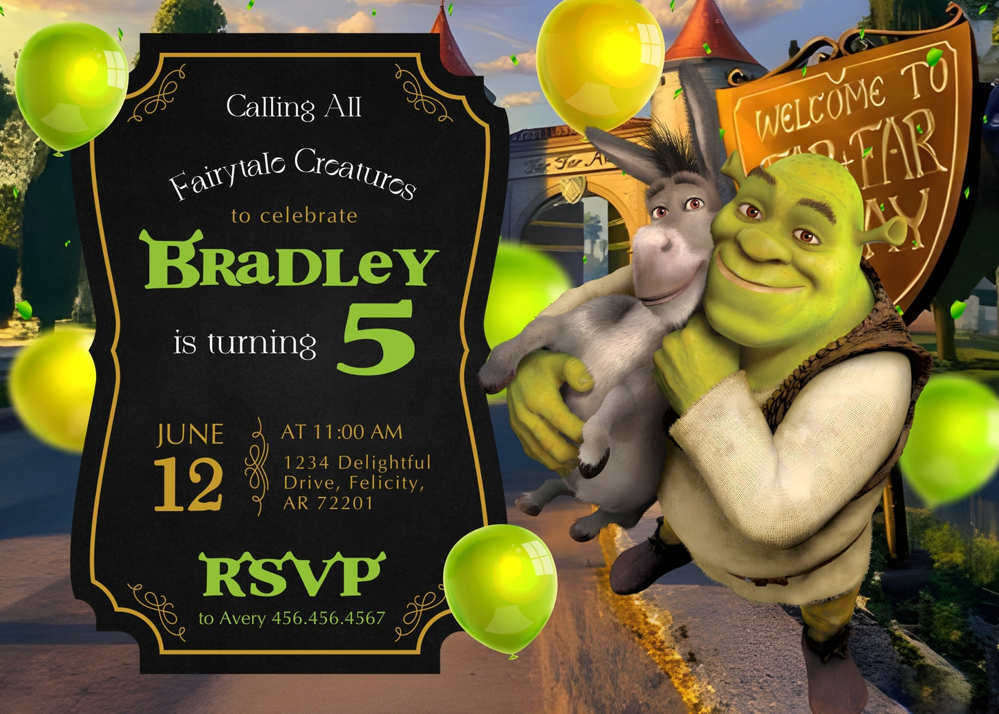 Shrek customizable invitation template | Share or Print | GE258
