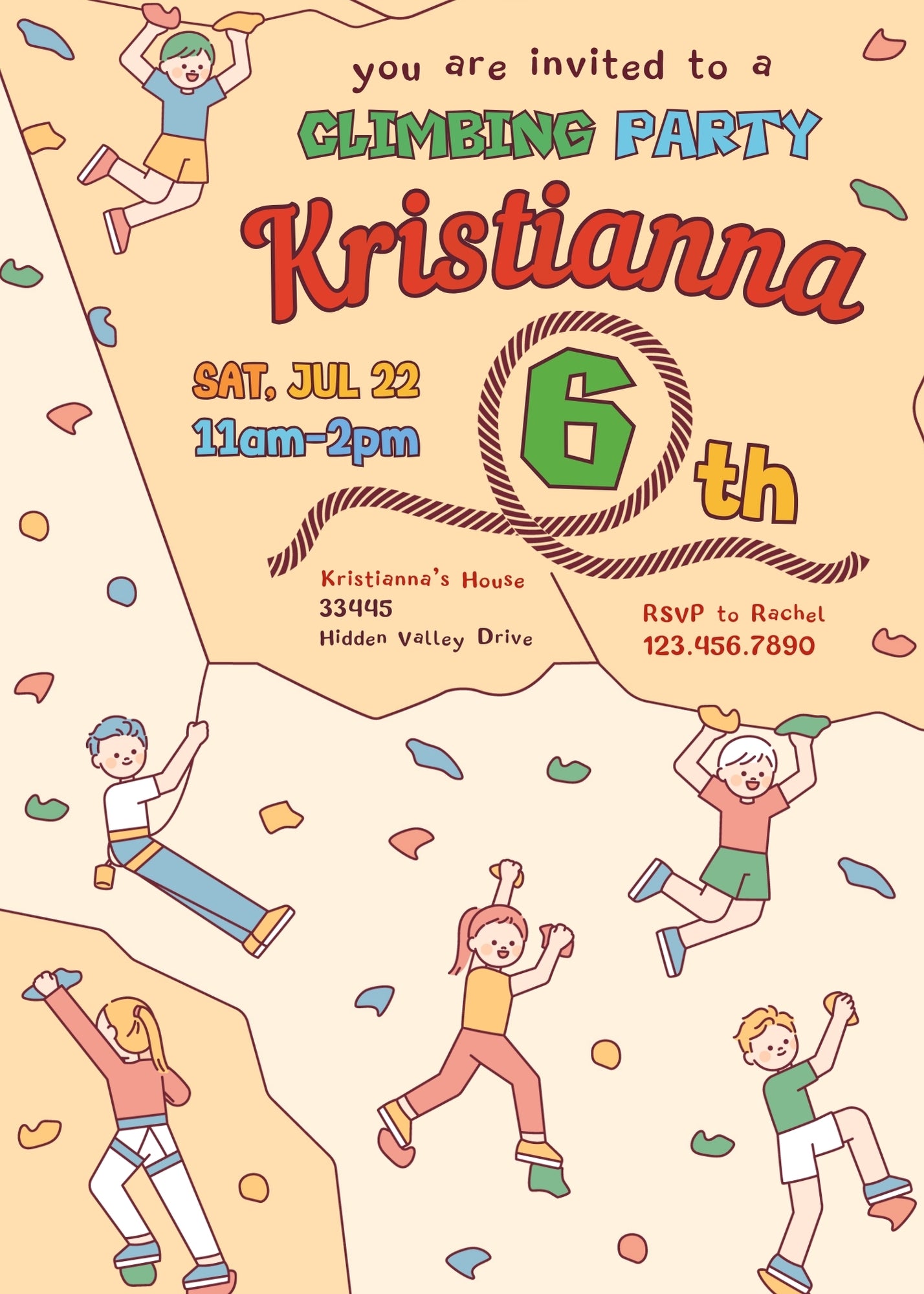 Rock Climbing customizable invitation template | Share or Print | BF852
