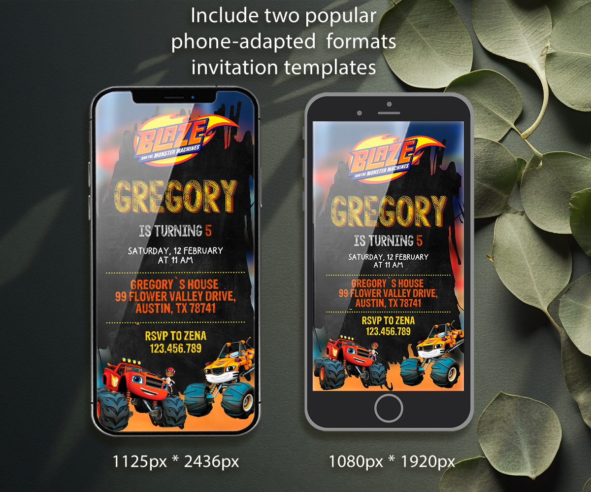 Blaze Monster Machines Trucks customizable invitation template | Share or Print | boy | UM041