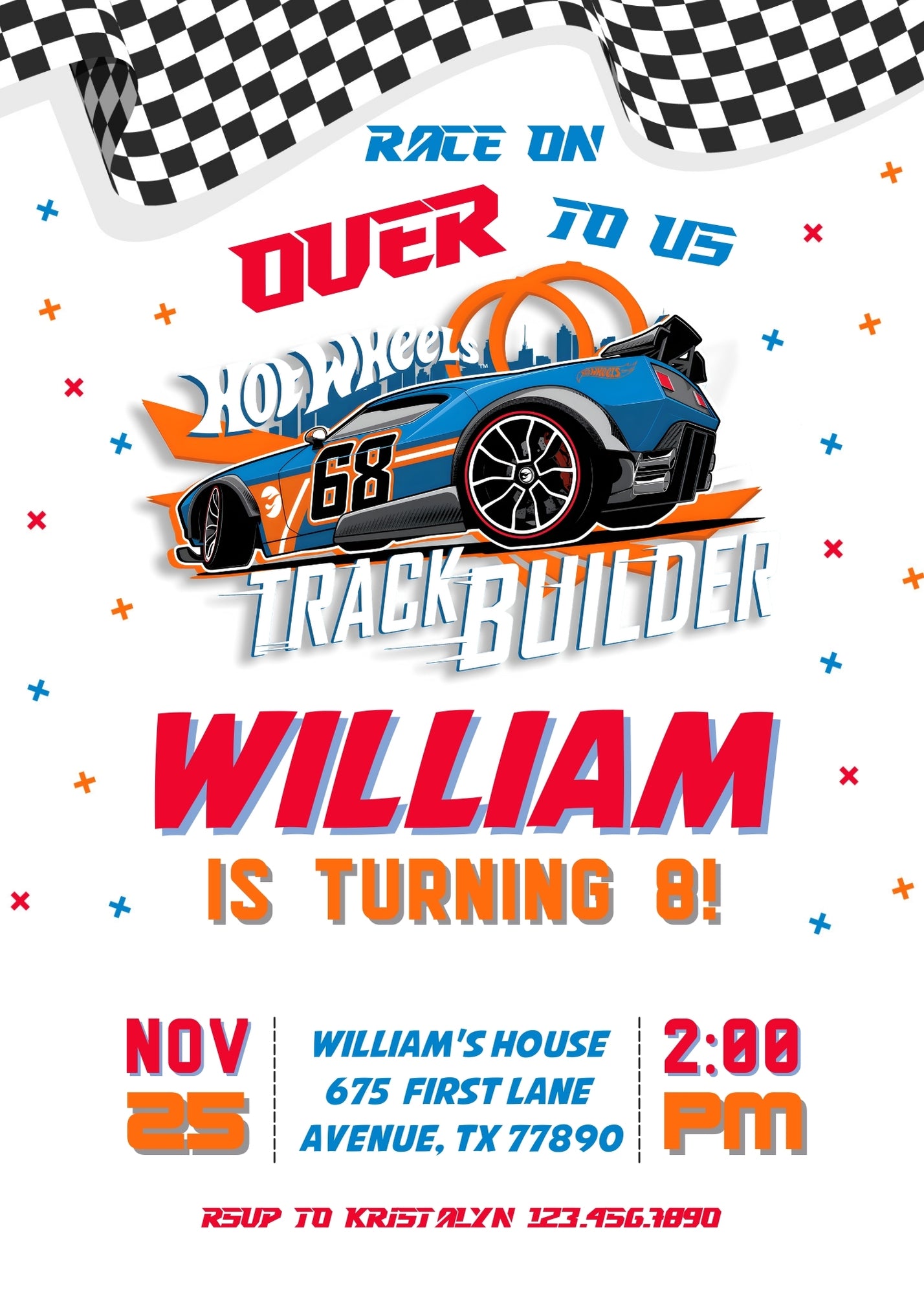 Hot Wheels Racing customizable invitation template | Share or Print | boy | EO473