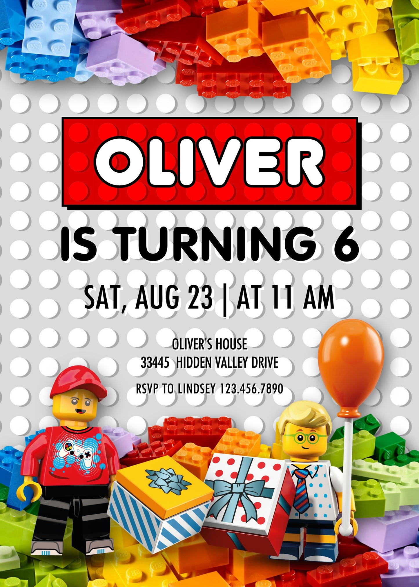 Lego Minifigures customizable invitation template | Share or Print | XC178
