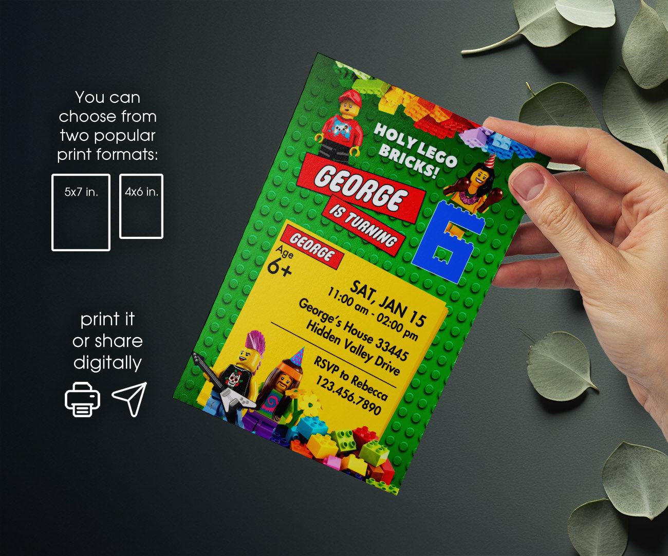 Lego Minifigures customizable invitation template | Share or Print | YJ300