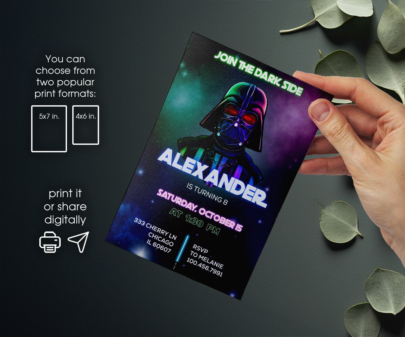 Star Wars Darth Vader customizable invitation template | Share or Print | boy | SQ699