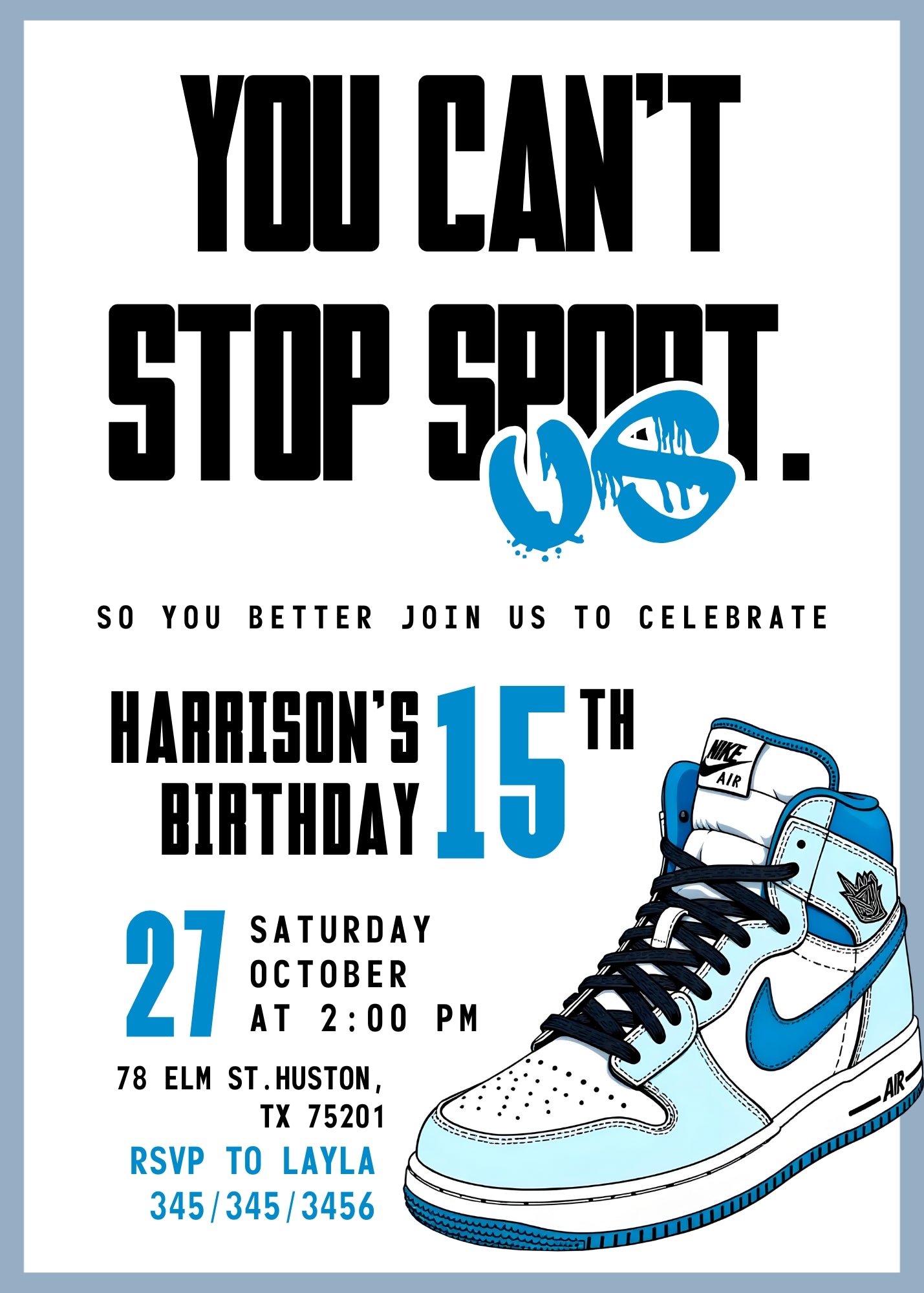 Sneaker Ball Air Jordan Nike customizable invitation template | Share or Print | PL833