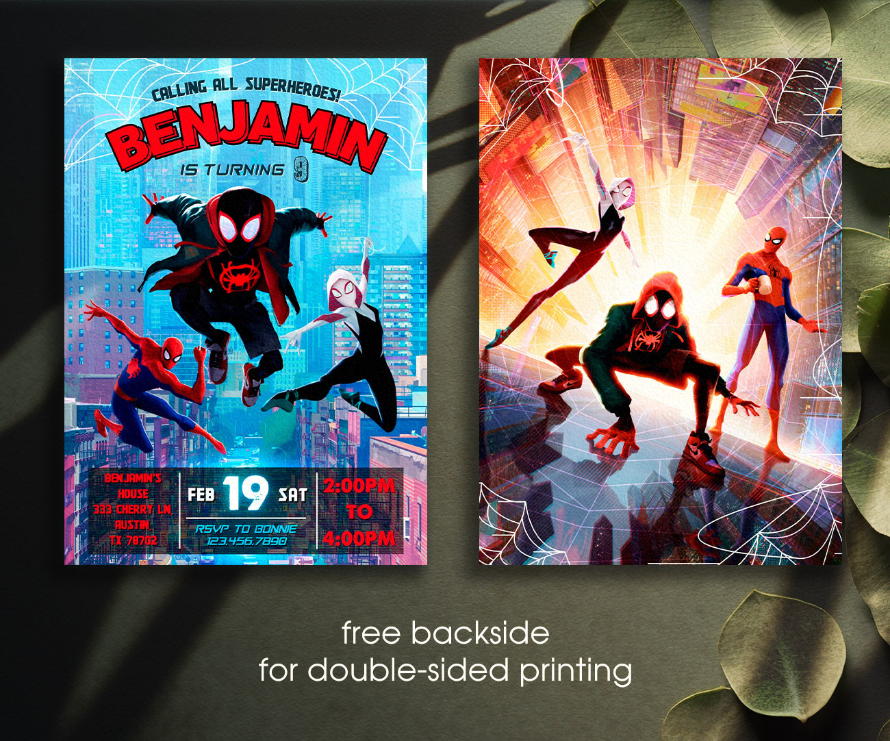 Spider Man Across the Spider-Verse customizable invitation template | Share or Print | boy | ON597
