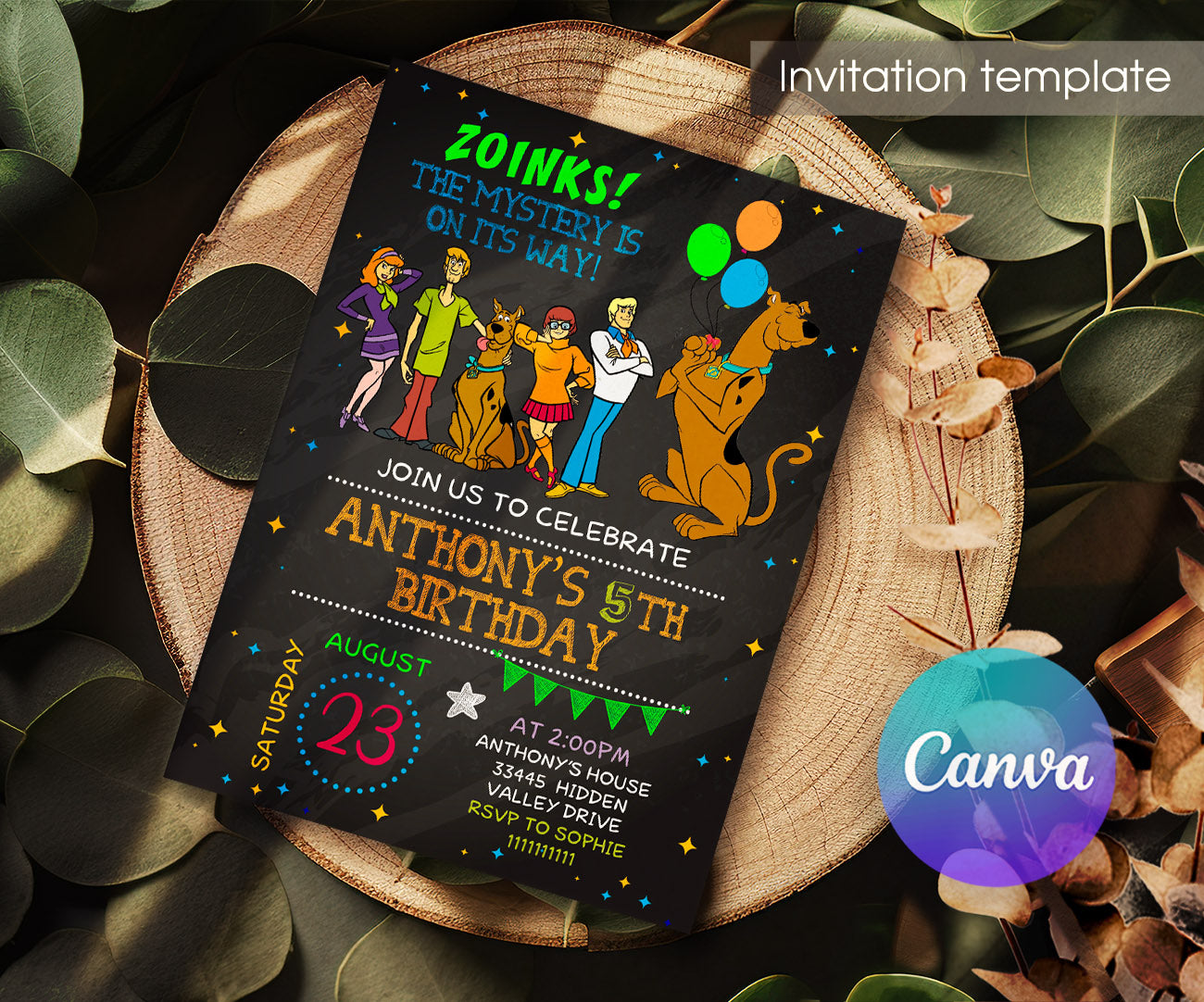 Scooby-Doo customizable invitation template | Share or Print | JG304