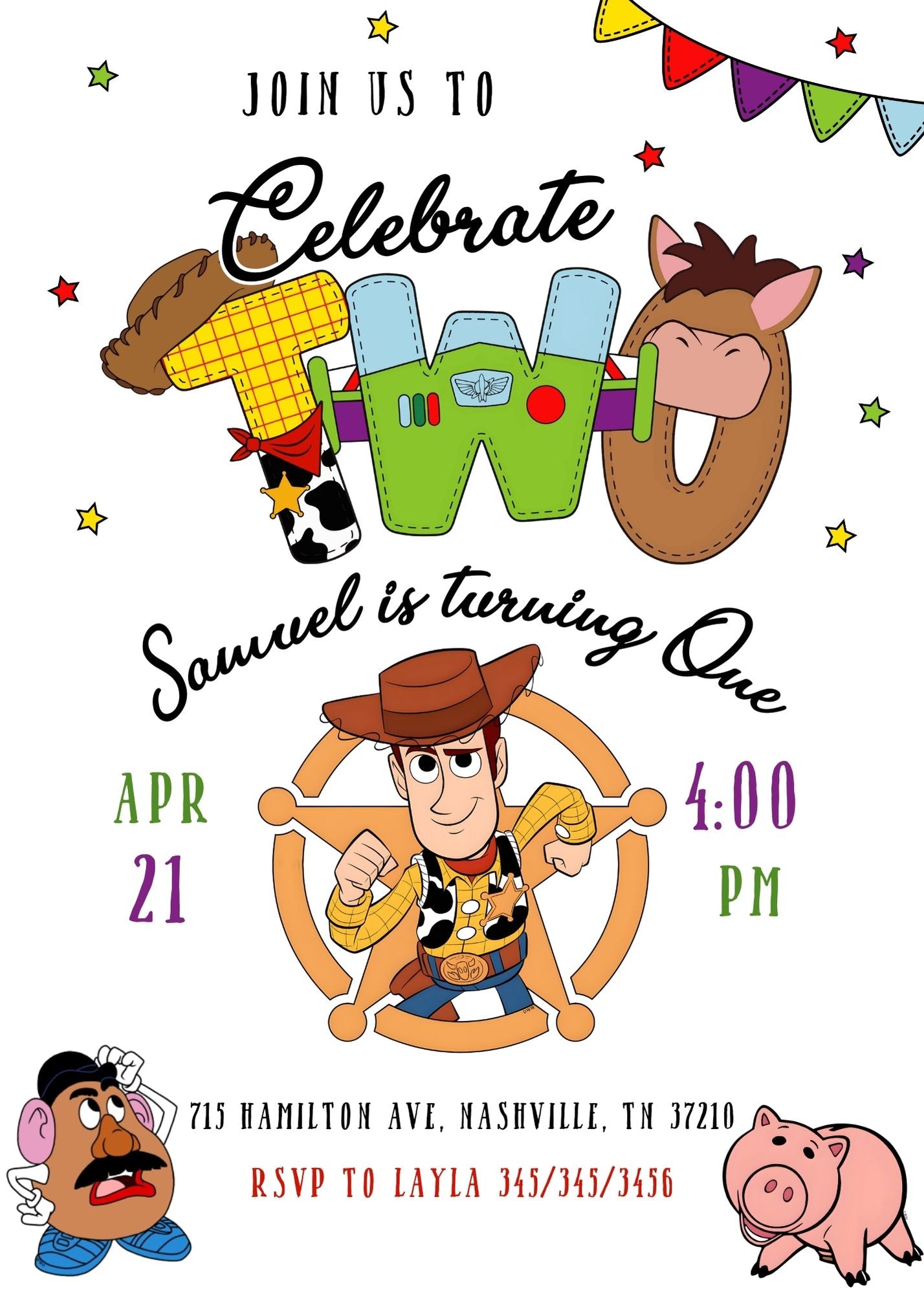Toy Story Woody customizable invitation template | Share or Print | NM207
