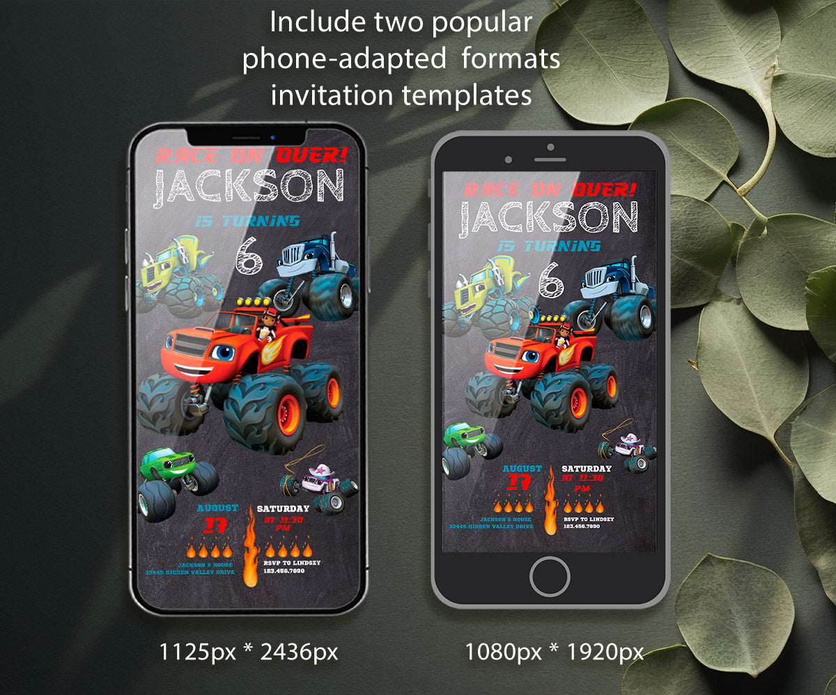 Blaze Monster Machines Trucks customizable invitation template | Share or Print | boy | CQ587