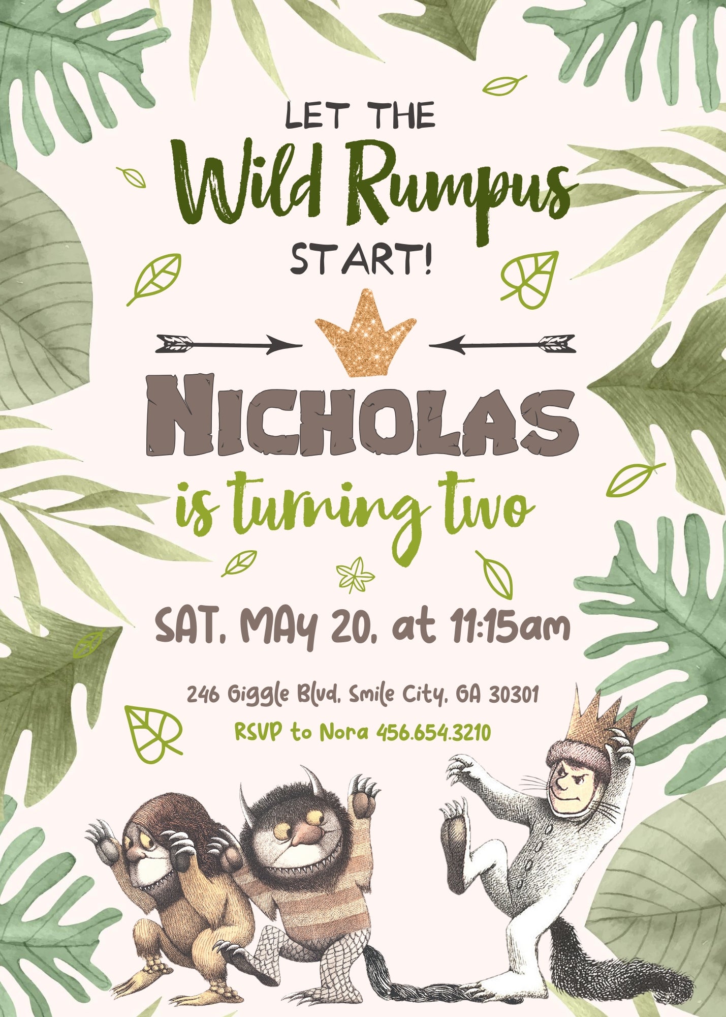 Where The Wild Things Are Maurice Sendak customizable invitation template | Share or Print | AP605