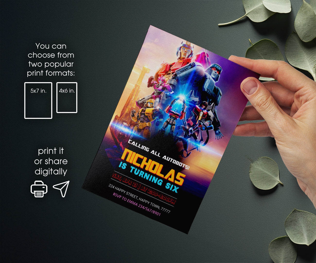 Transformers One Rescue Bots customizable invitation template | Share or Print | boy | QB837