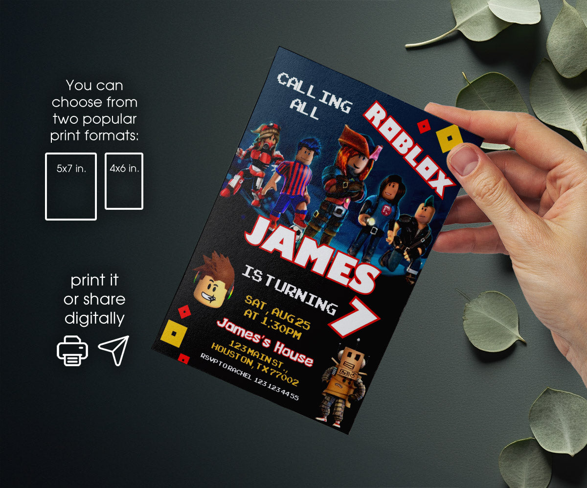 Roblox Gamer customizable invitation template | Share or Print | KQ267
